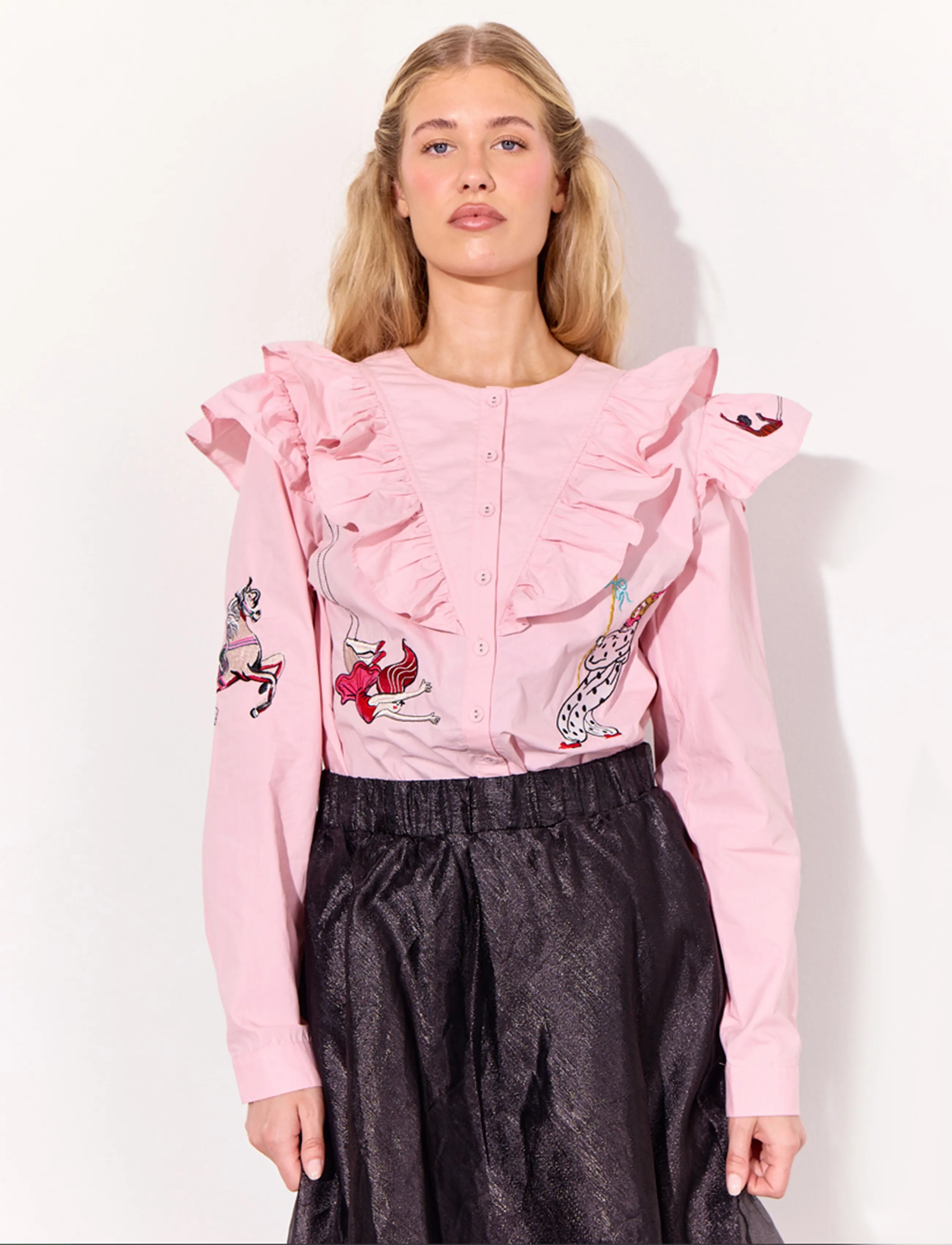 Hunkøn Nola Ruffle Shirt - Hemden - SOFT PINK / pink/rose