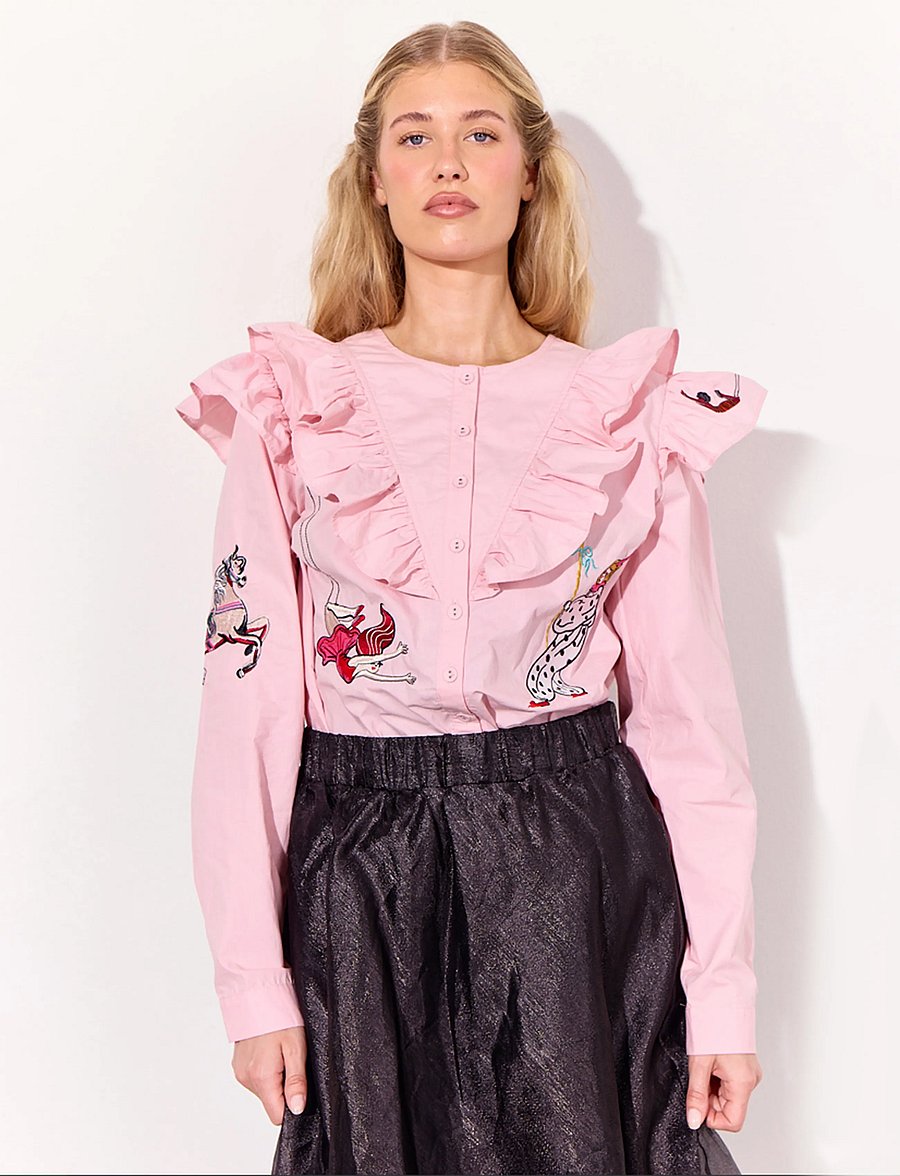 Hunkøn - Nola Ruffle Shirt - langärmlige hemden - soft pink - 0