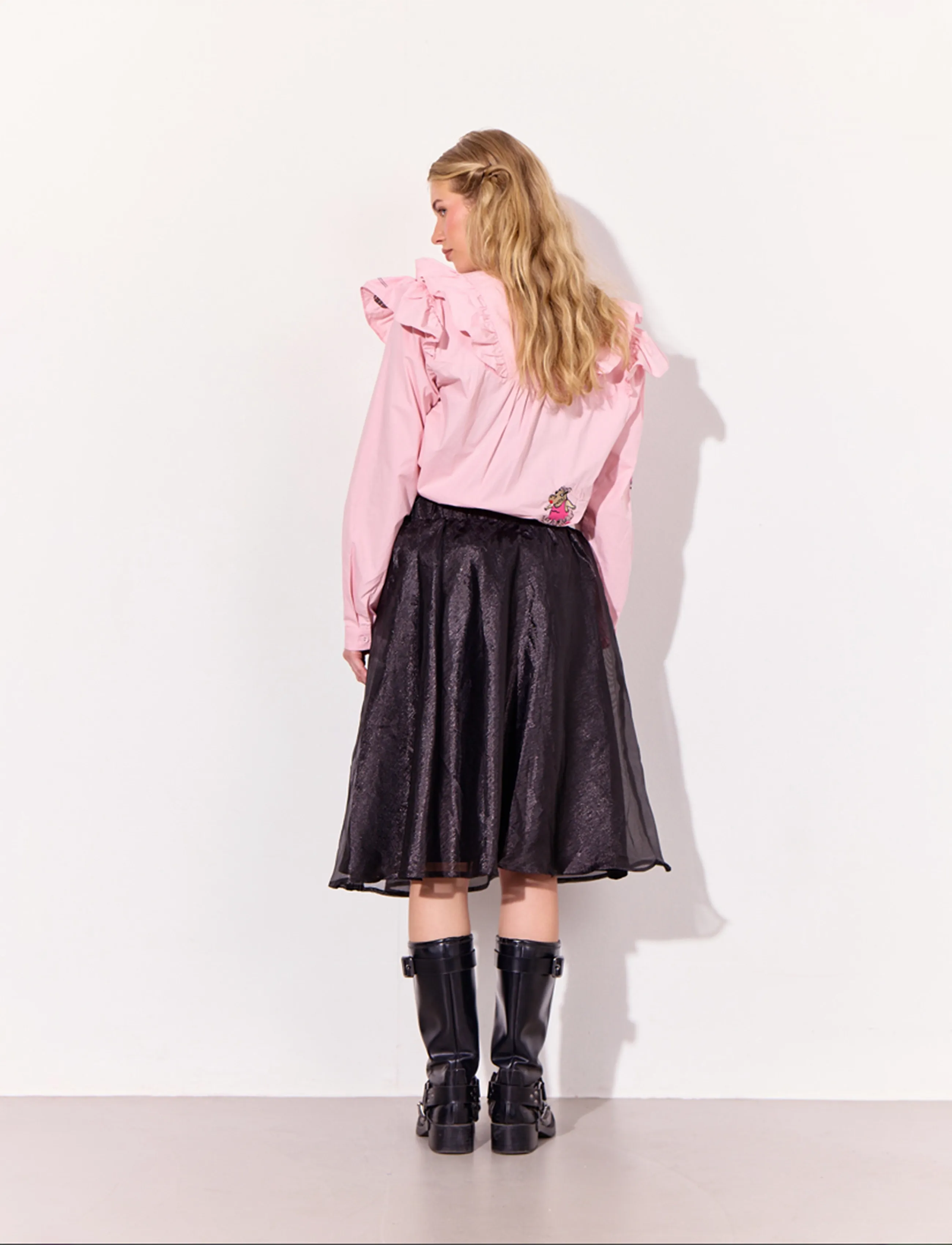 Hunkøn - Nola Ruffle Shirt - long-sleeved shirts - soft pink - 5