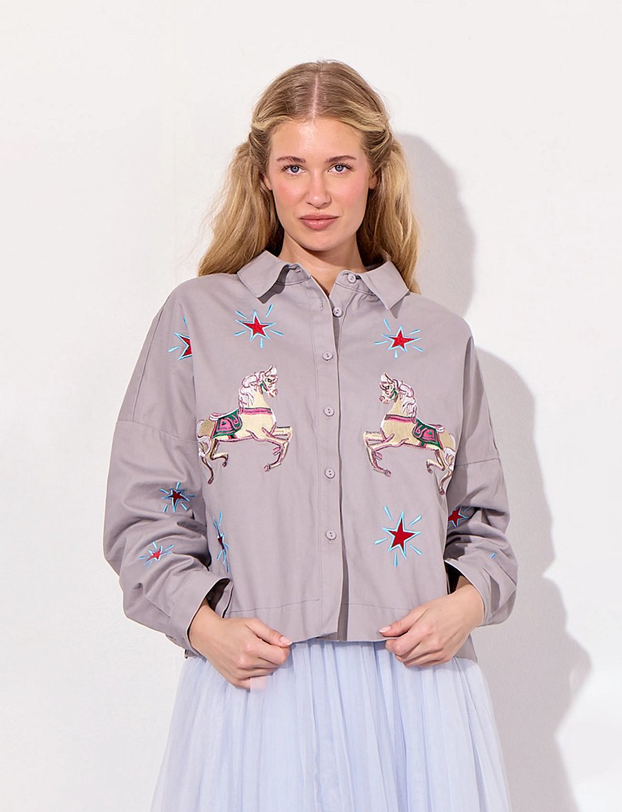 Hunkøn - Electra Shirt - long-sleeved shirts - grey - 0