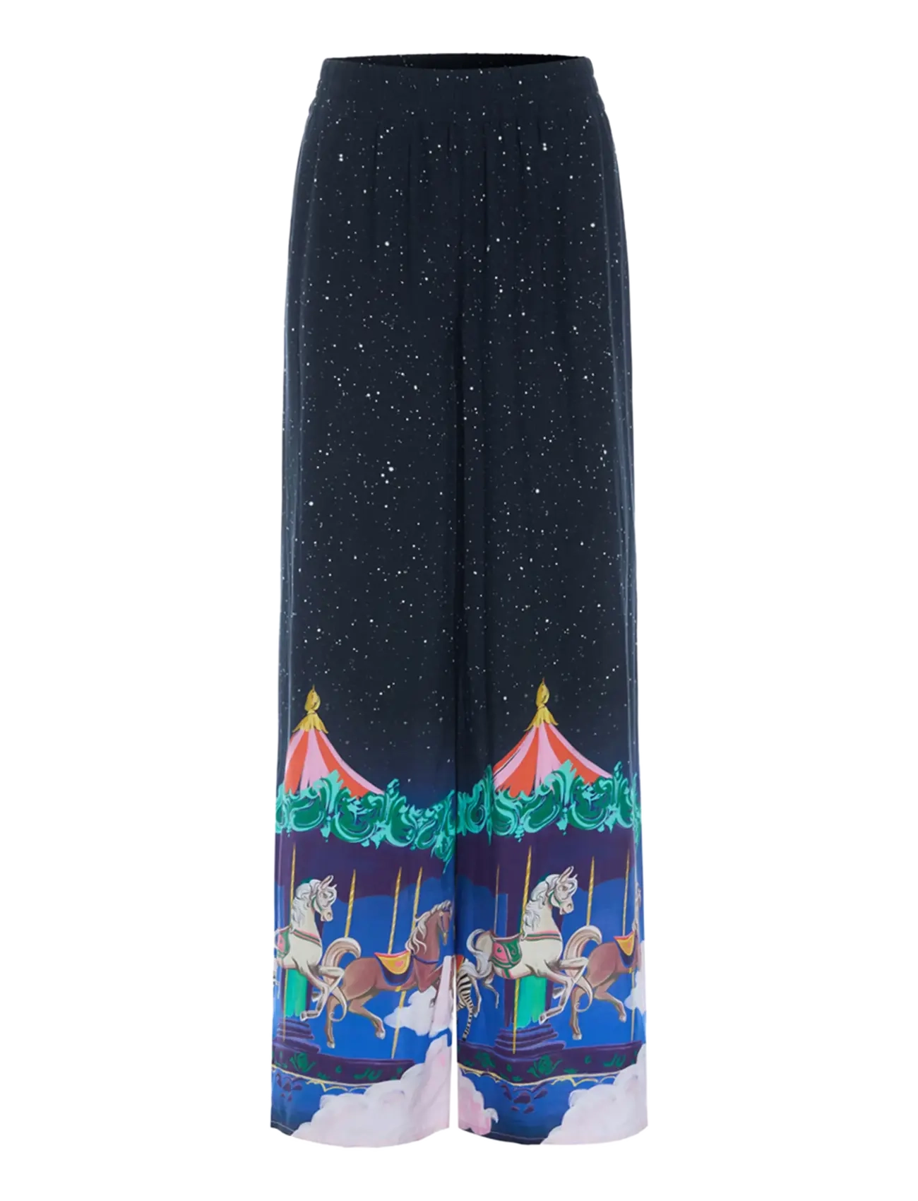 Hunkøn - Calista Trousers - wide leg trousers - dream fairground art print - 1