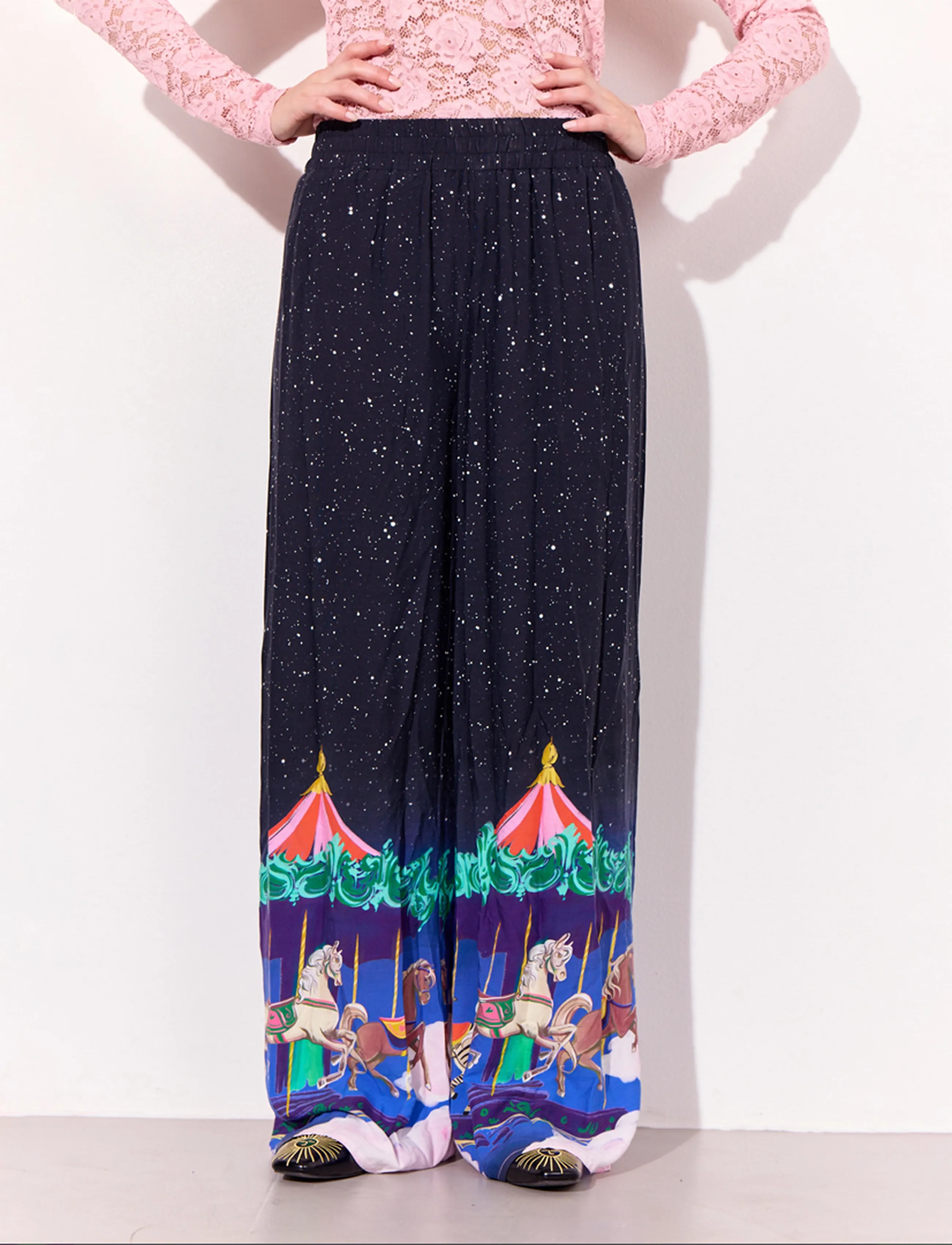 Hunkøn Calista Trousers - Inspiration - DREAM FAIRGROUND ART PRINT / navy