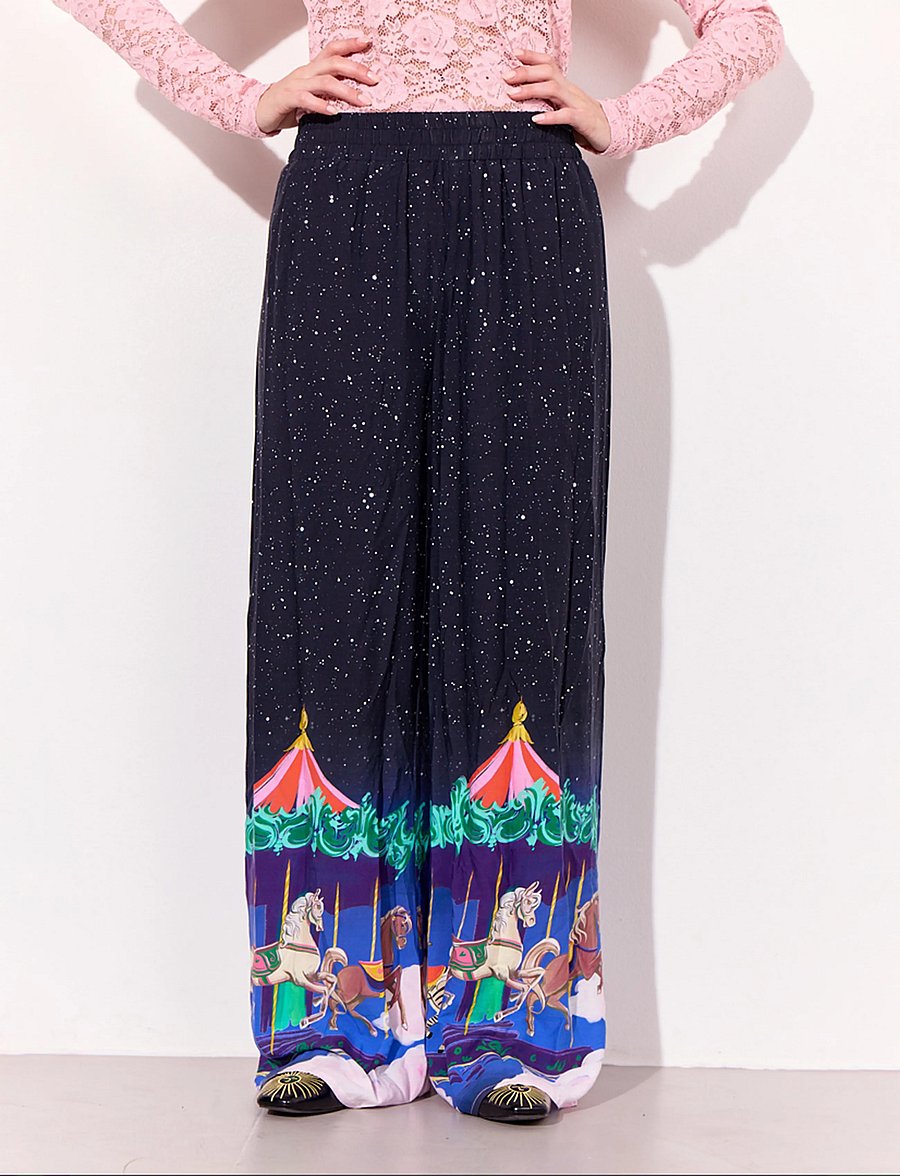 Hunkøn - Calista Trousers - bukser med brede ben - dream fairground art print - 0