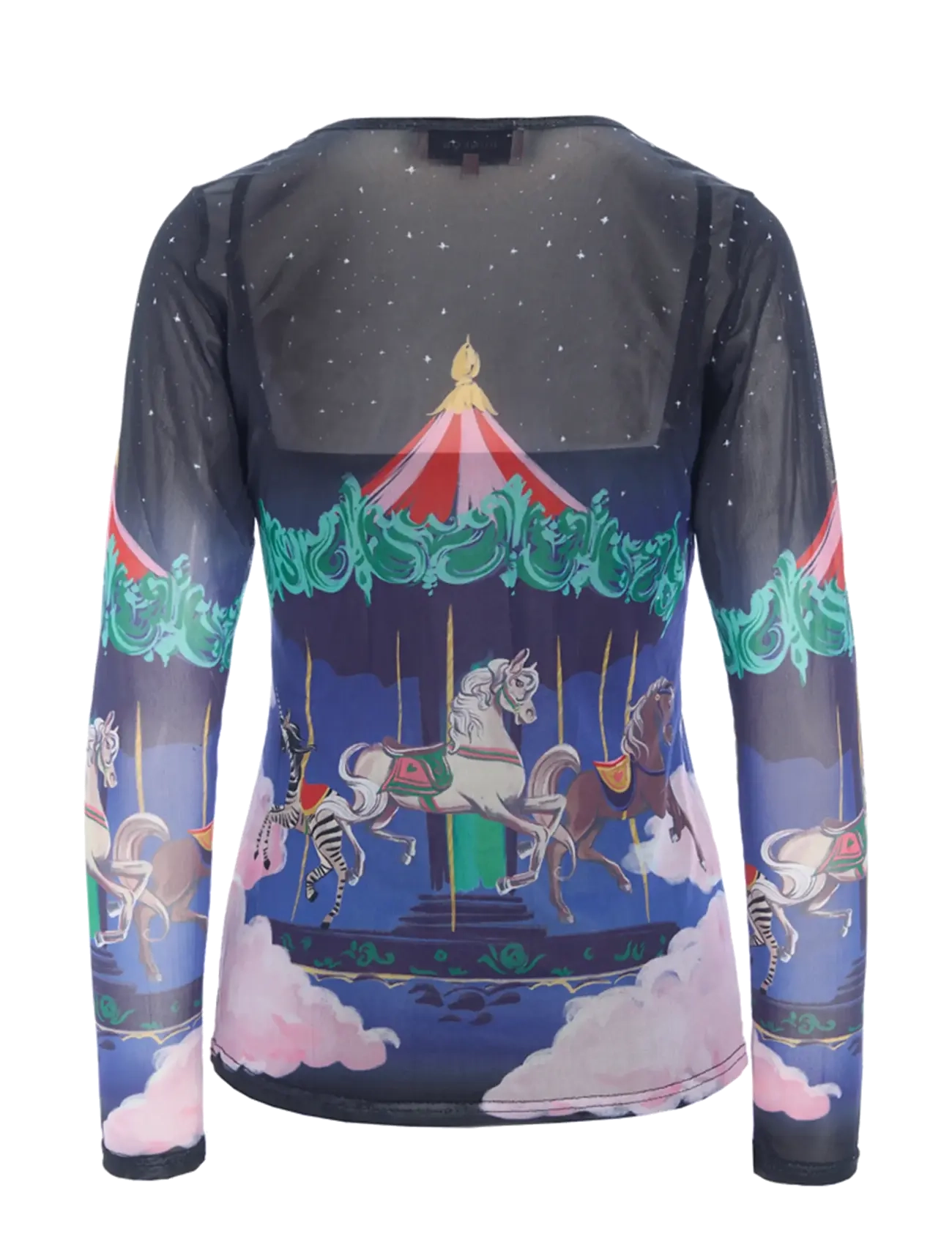 Hunkøn - Calista Mesh Blouse - långärmade blusar - dream fairground art print - 2