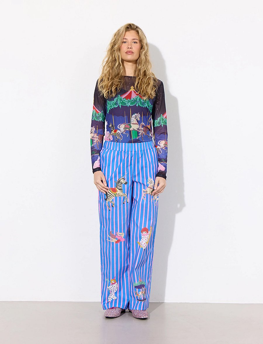 Hunkøn - Calista Mesh Blouse - långärmade blusar - dream fairground art print - 3