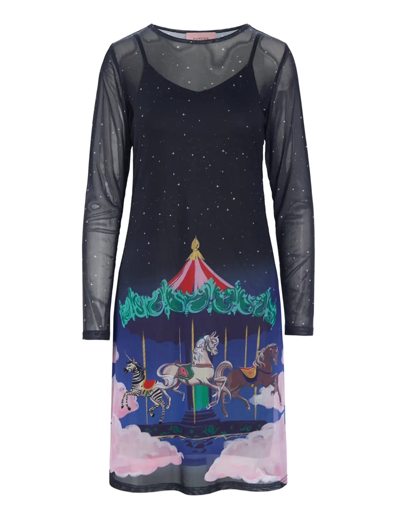 Hunkøn - Calista Mesh Dress - midi dresses - dream fairground art print - 1
