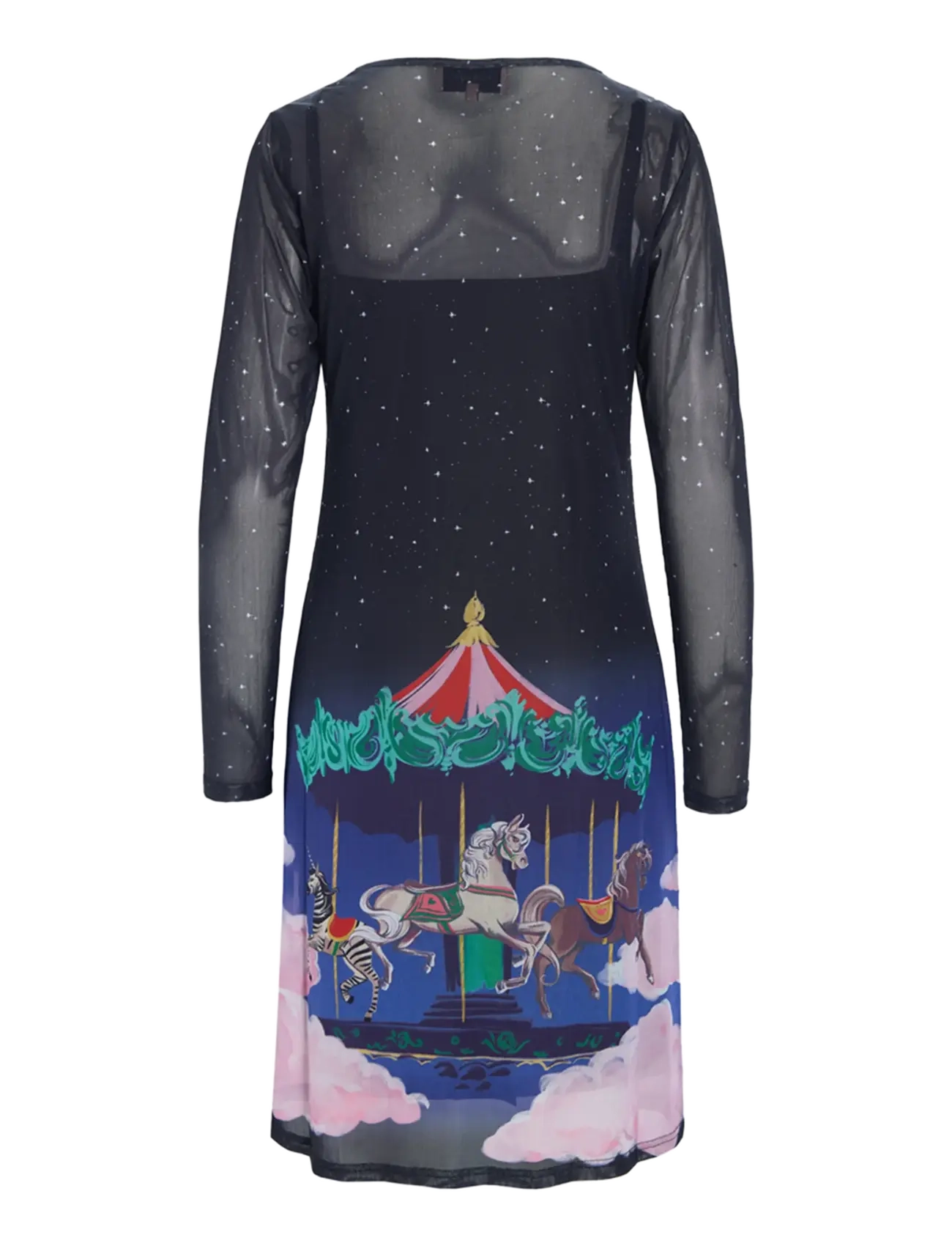 Hunkøn - Calista Mesh Dress - midi dresses - dream fairground art print - 2