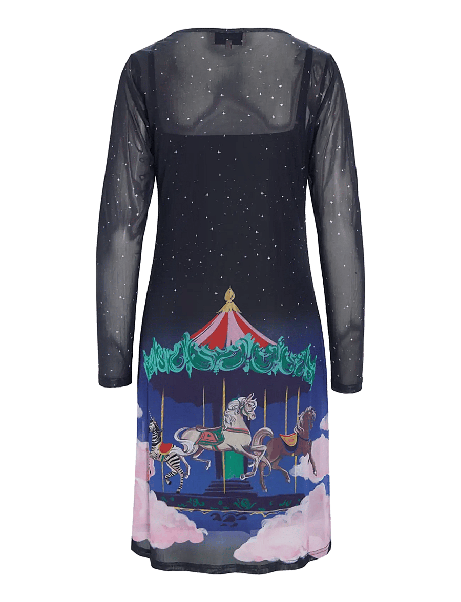 Hunkøn - Calista Mesh Dress - midi dresses - dream fairground art print - 2