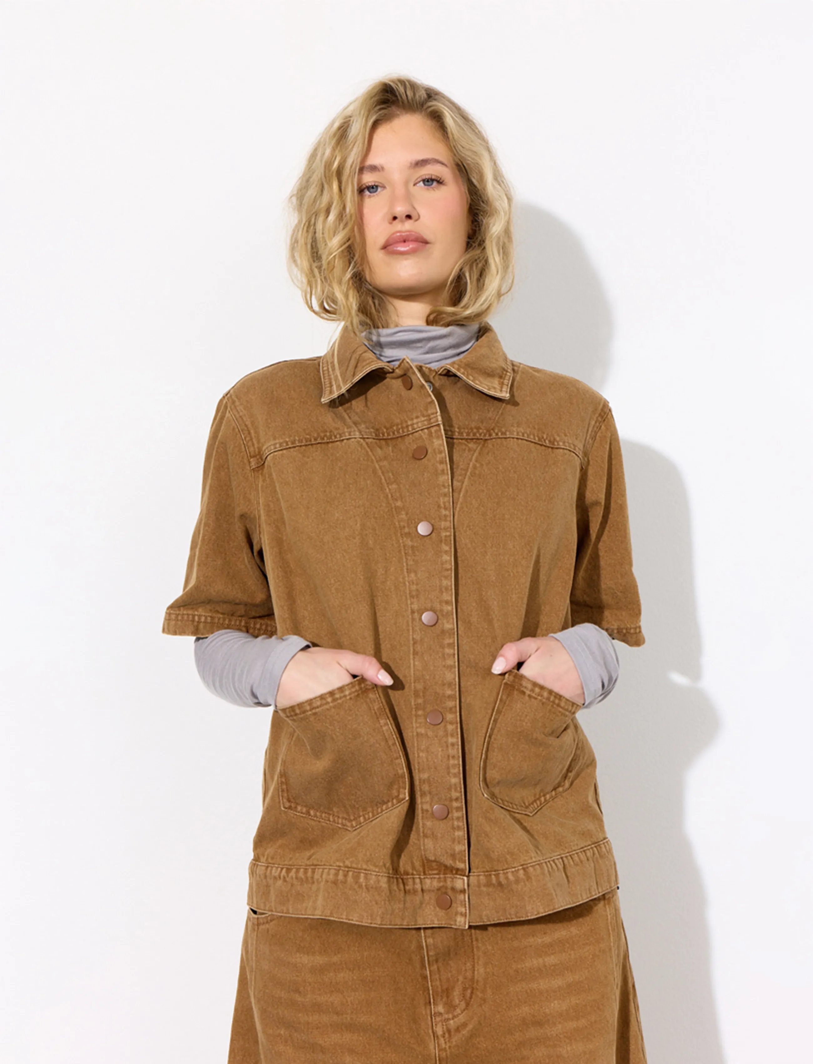 Hunkøn - Renata Shirt - overshirts - brown - 3