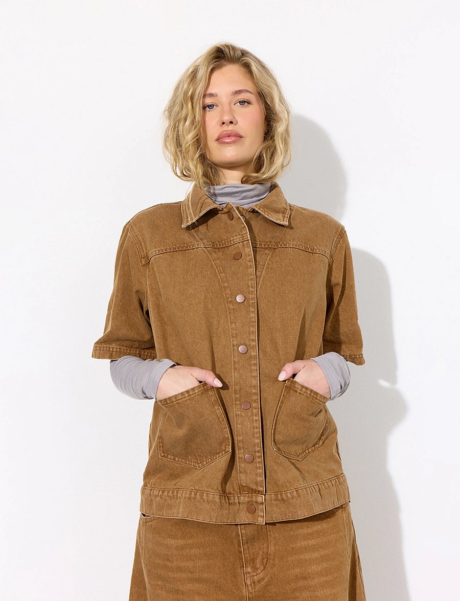 Hunkøn - Renata Shirt - overshirts - brown - 3