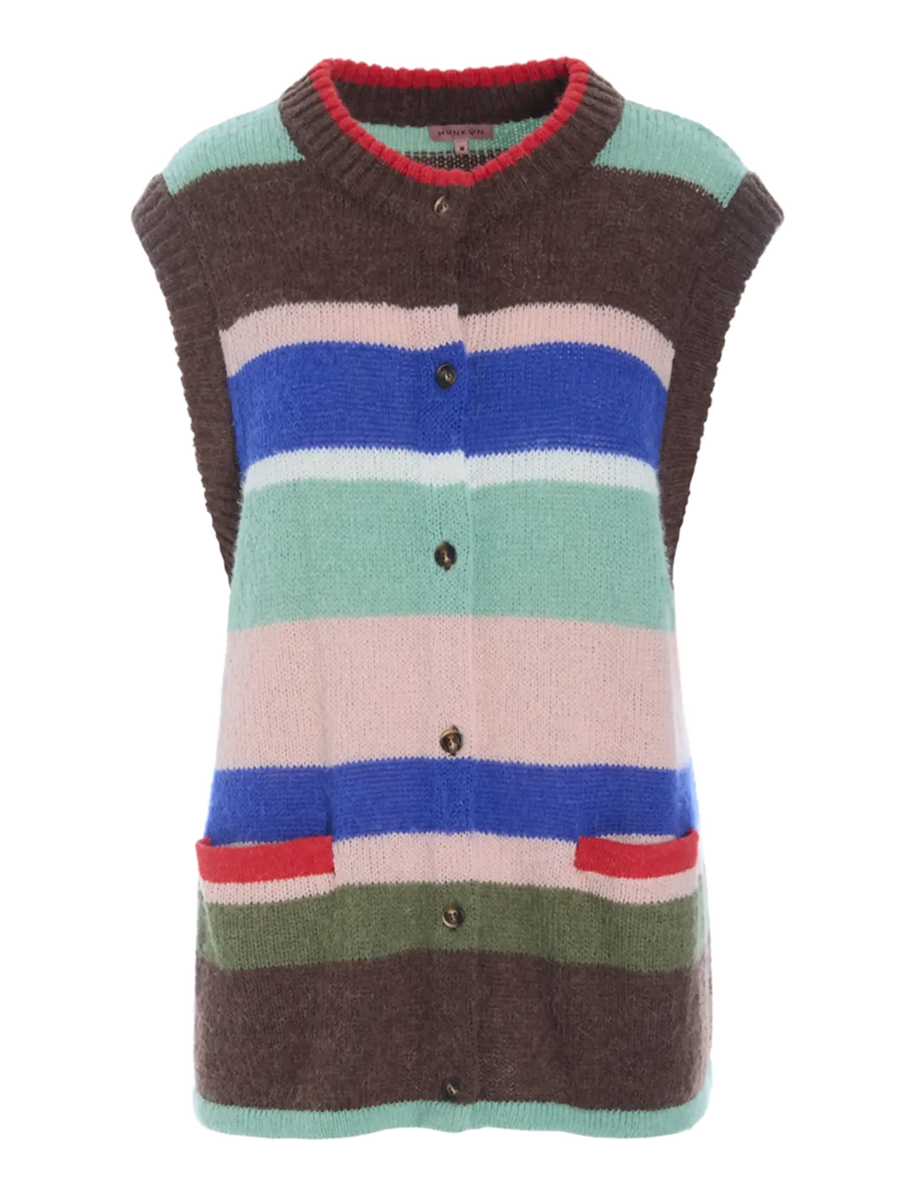 Hunkøn - Tallulah Knit Vest - strickwesten - brown stripes - 1