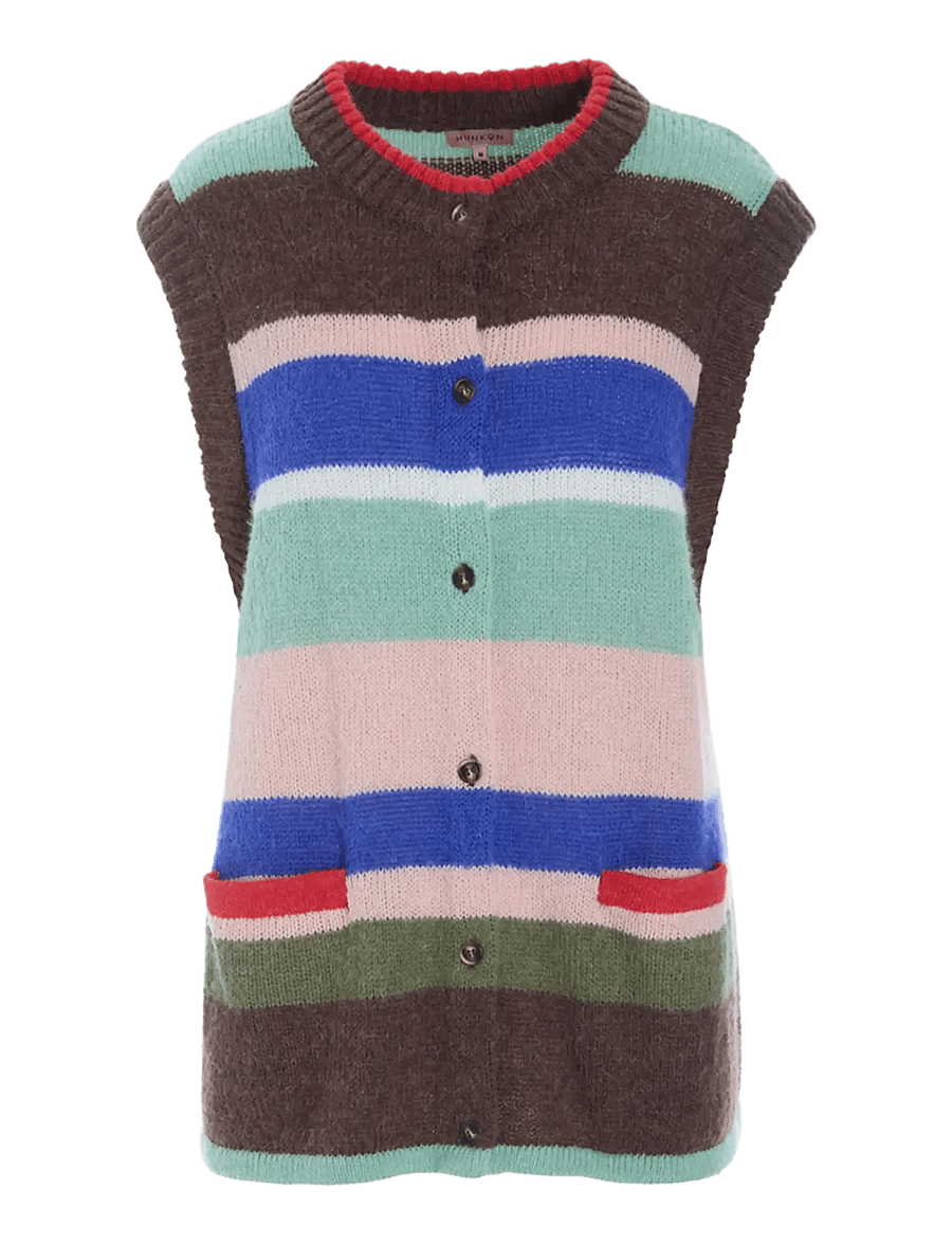 Hunkøn - Tallulah Knit Vest - strickwesten - brown stripes - 1