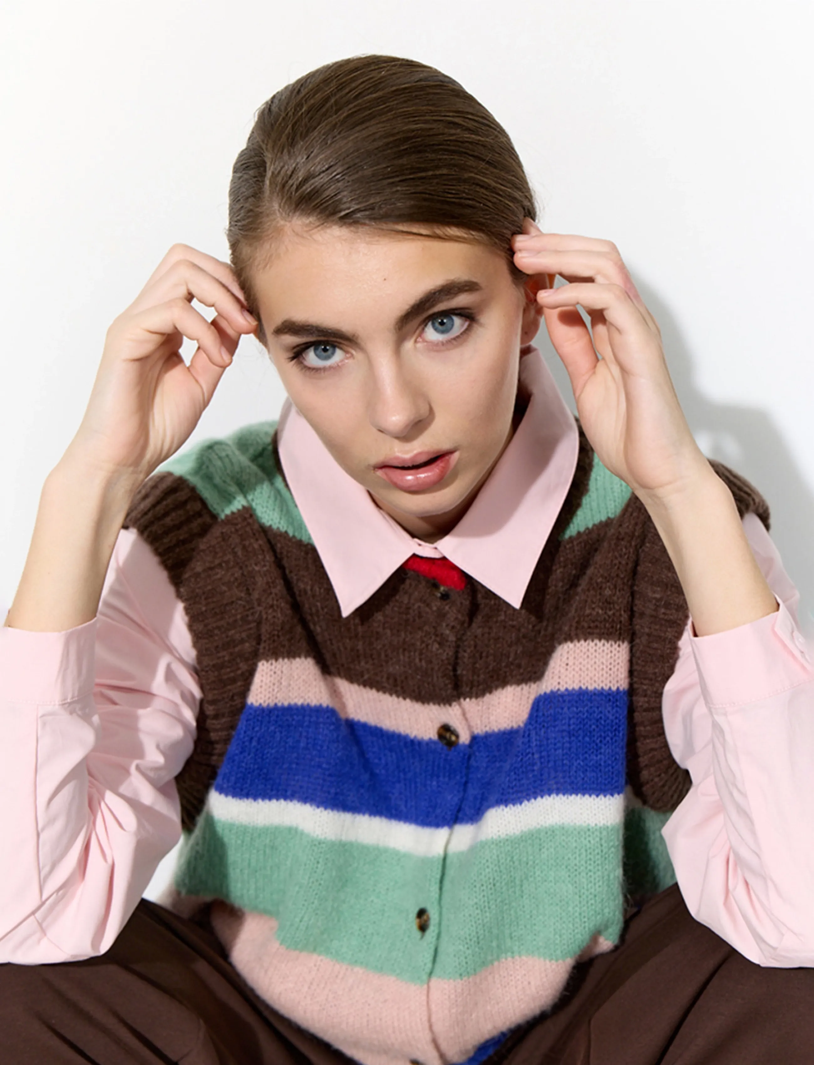 Hunkøn - Tallulah Knit Vest - strickwesten - brown stripes - 4