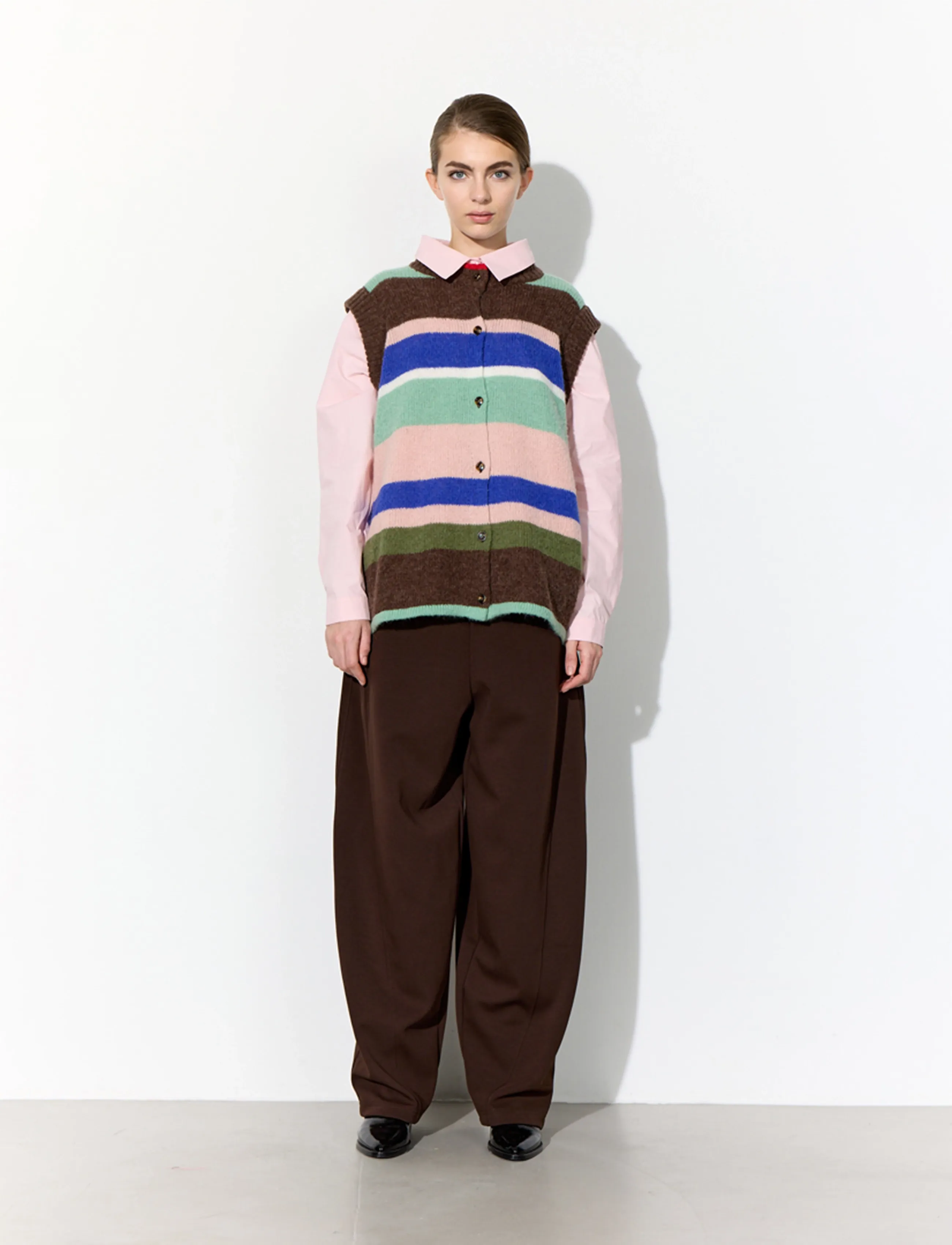 Hunkøn - Tallulah Knit Vest - strickwesten - brown stripes - 5