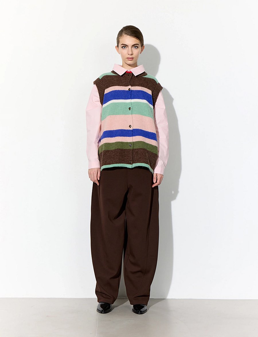 Hunkøn - Tallulah Knit Vest - strickwesten - brown stripes - 5