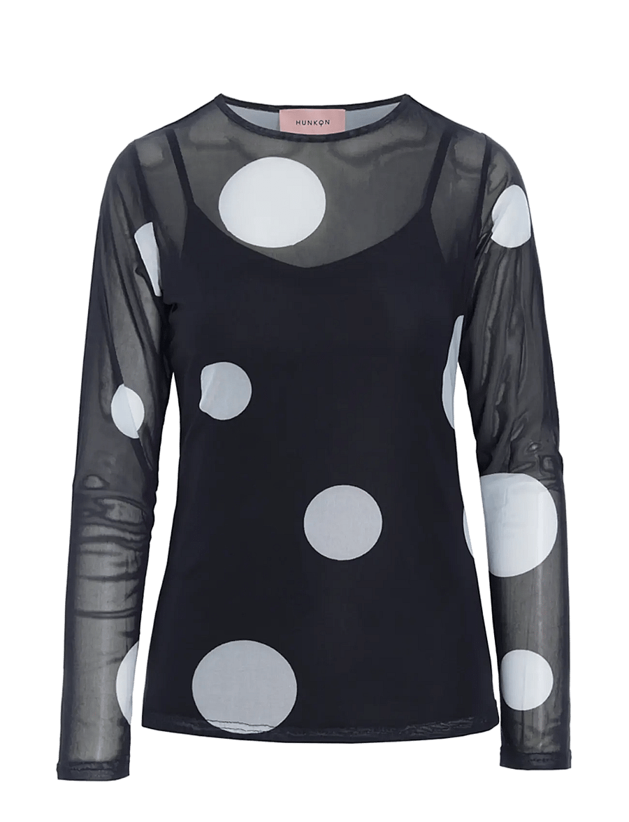 Hunkøn - Salem Mesh Blouse - långärmade blusar - black - 1