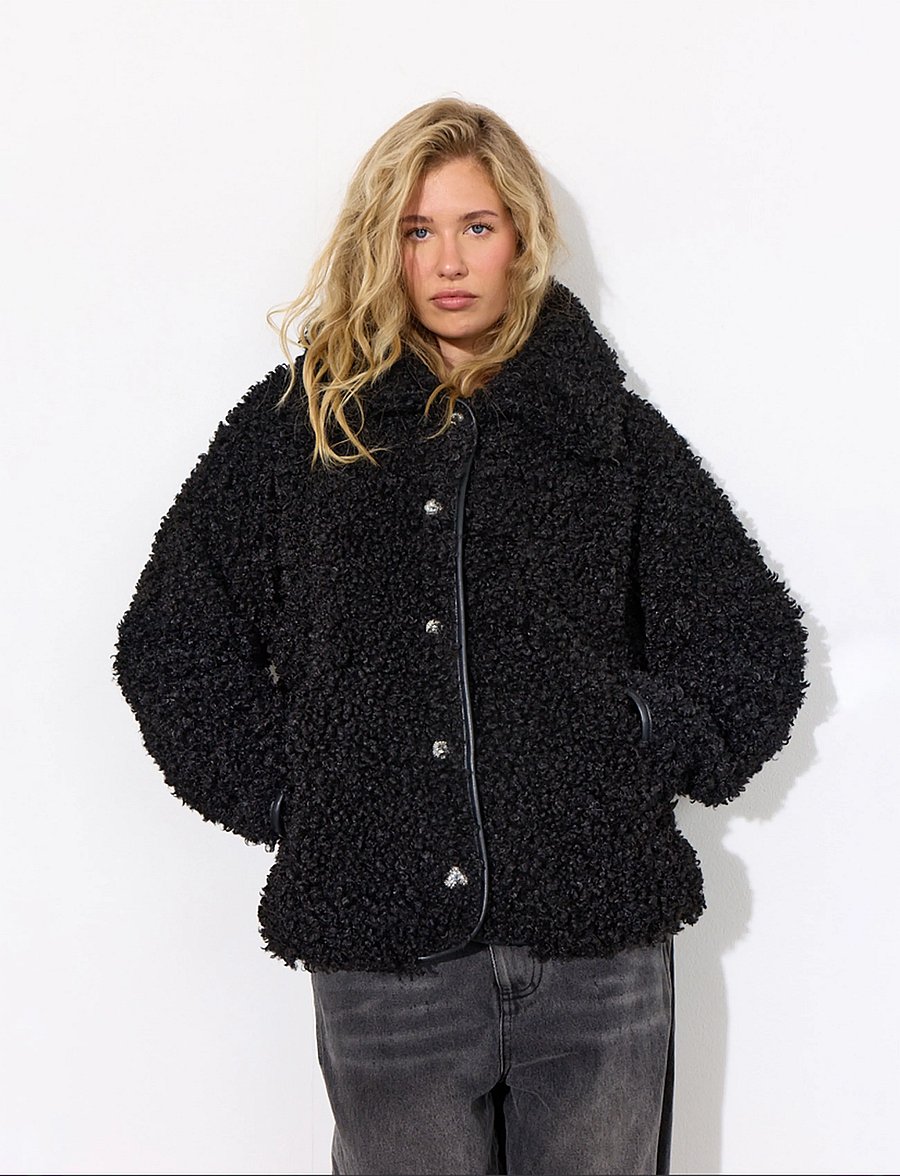 Hunkøn - Olga Jacket - faux fur jakker - black - 0