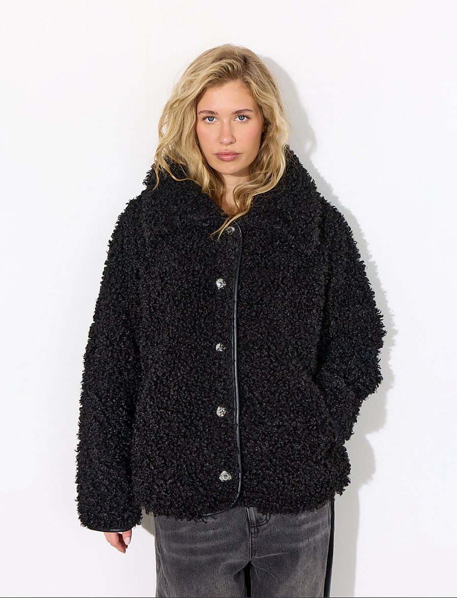 Hunkøn - Olga Jacket - faux fur jakker - black - 3