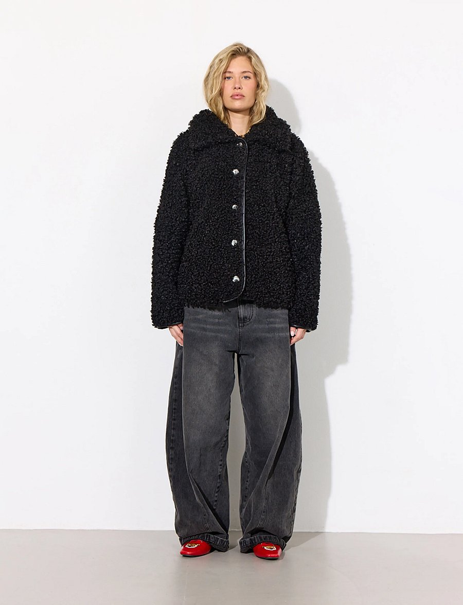 Hunkøn - Olga Jacket - faux fur jakker - black - 5