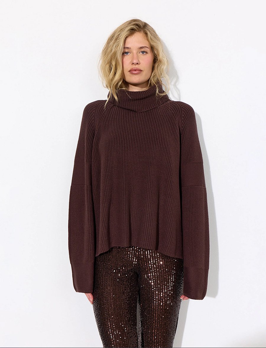 Hunkøn - Jules Knit Blouse - stickade tröjor - chestnut - 0