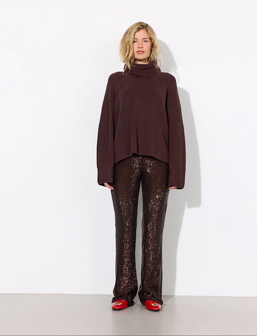 Hunkøn - Jules Knit Blouse - stickade tröjor - chestnut - 4