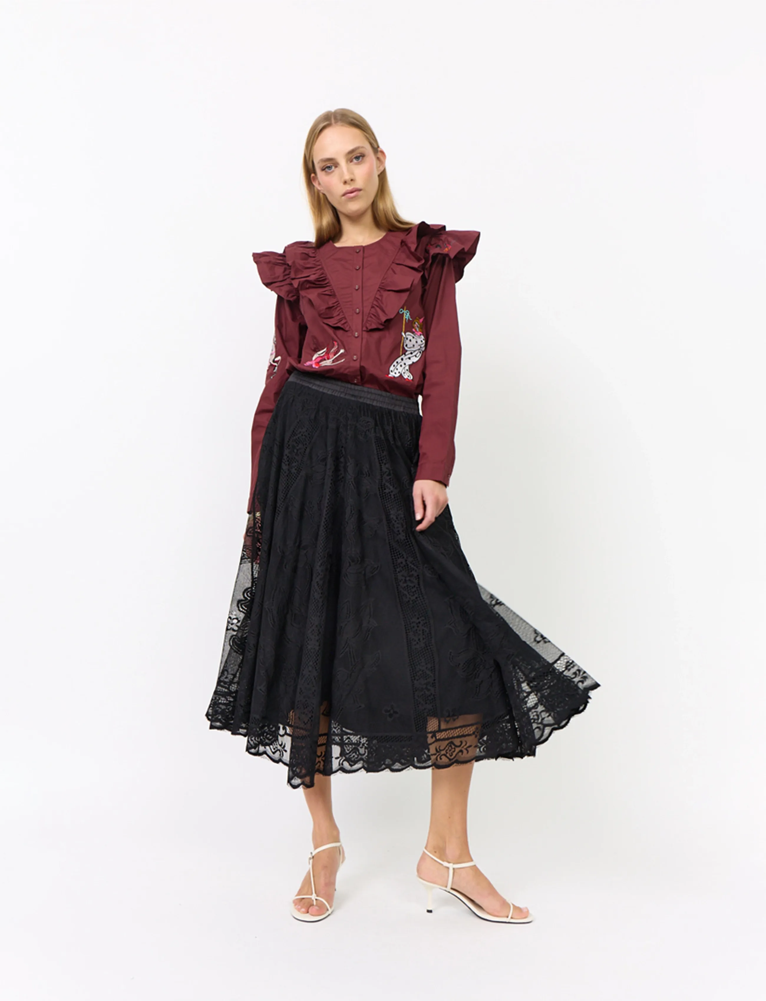 Hunkøn Stine Skirt - Midi-Röcke - BLACK / black