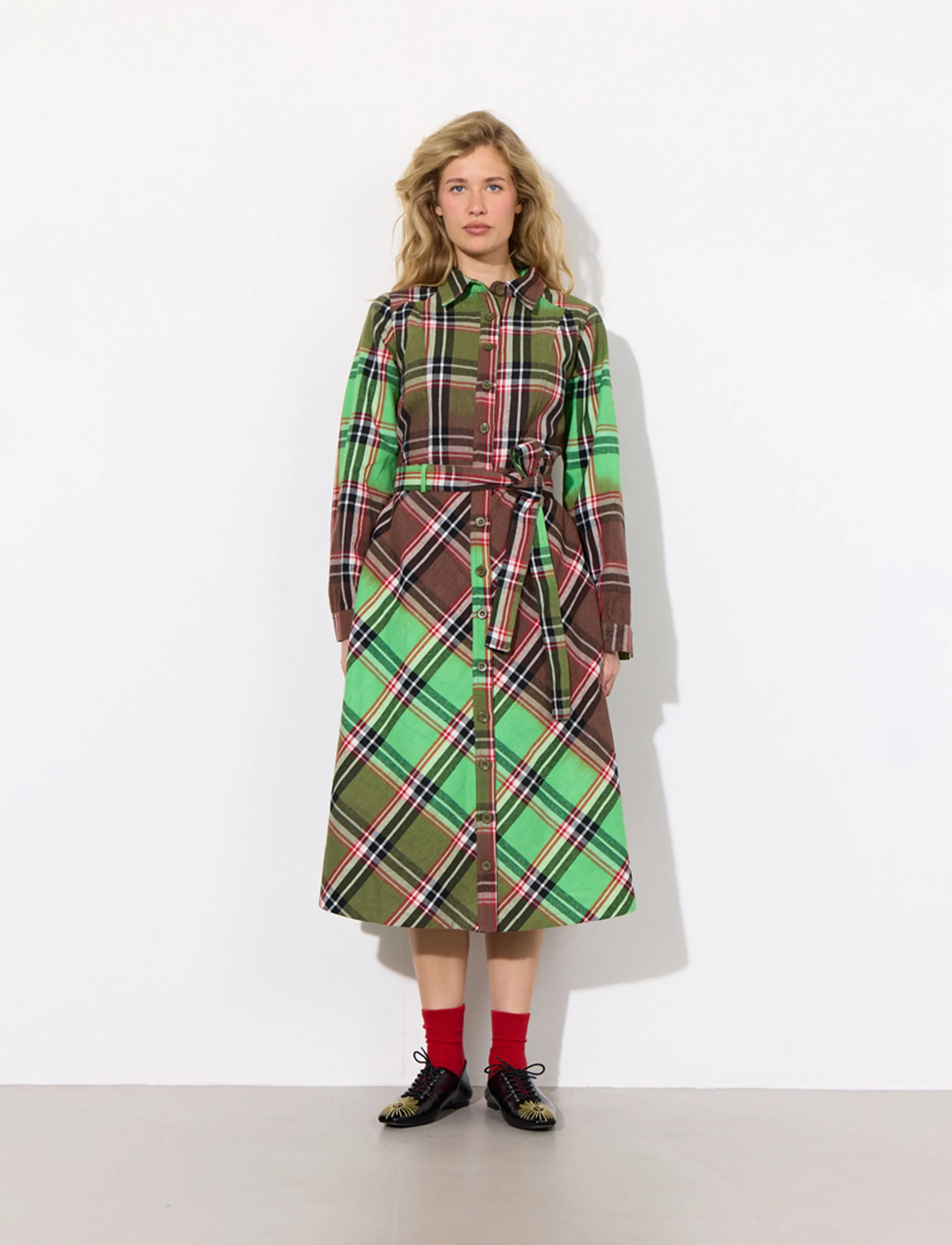 Hunkøn Ramone Dress - Kleidid - GREEN TARTAN / green