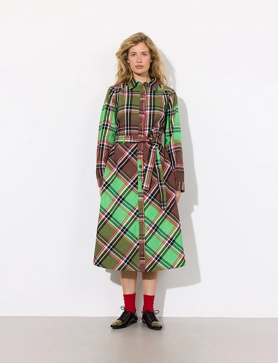 Hunkøn - Ramone Dress - särkkleidid - green tartan - 0
