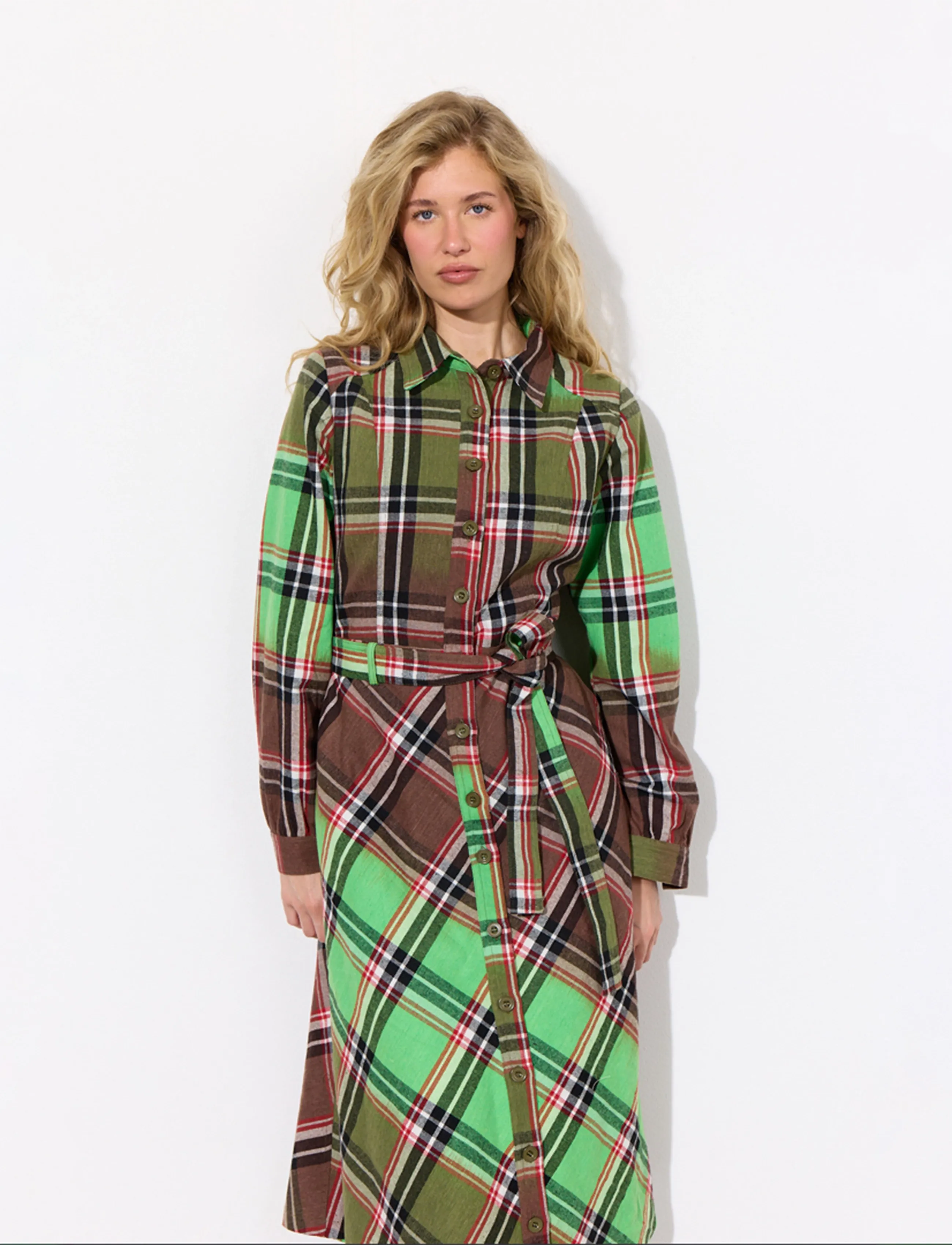 Hunkøn - Ramone Dress - särkkleidid - green tartan - 4