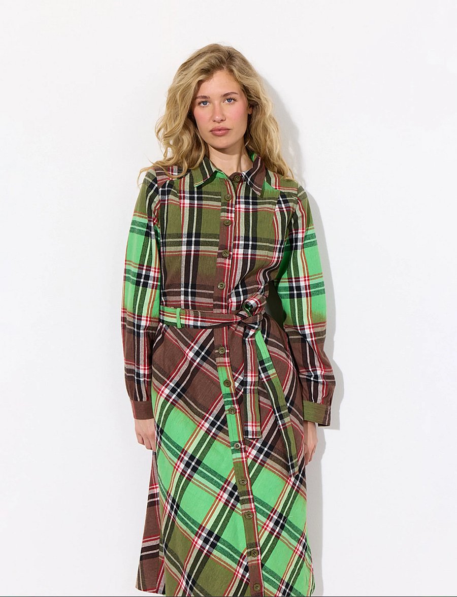 Hunkøn - Ramone Dress - särkkleidid - green tartan - 4