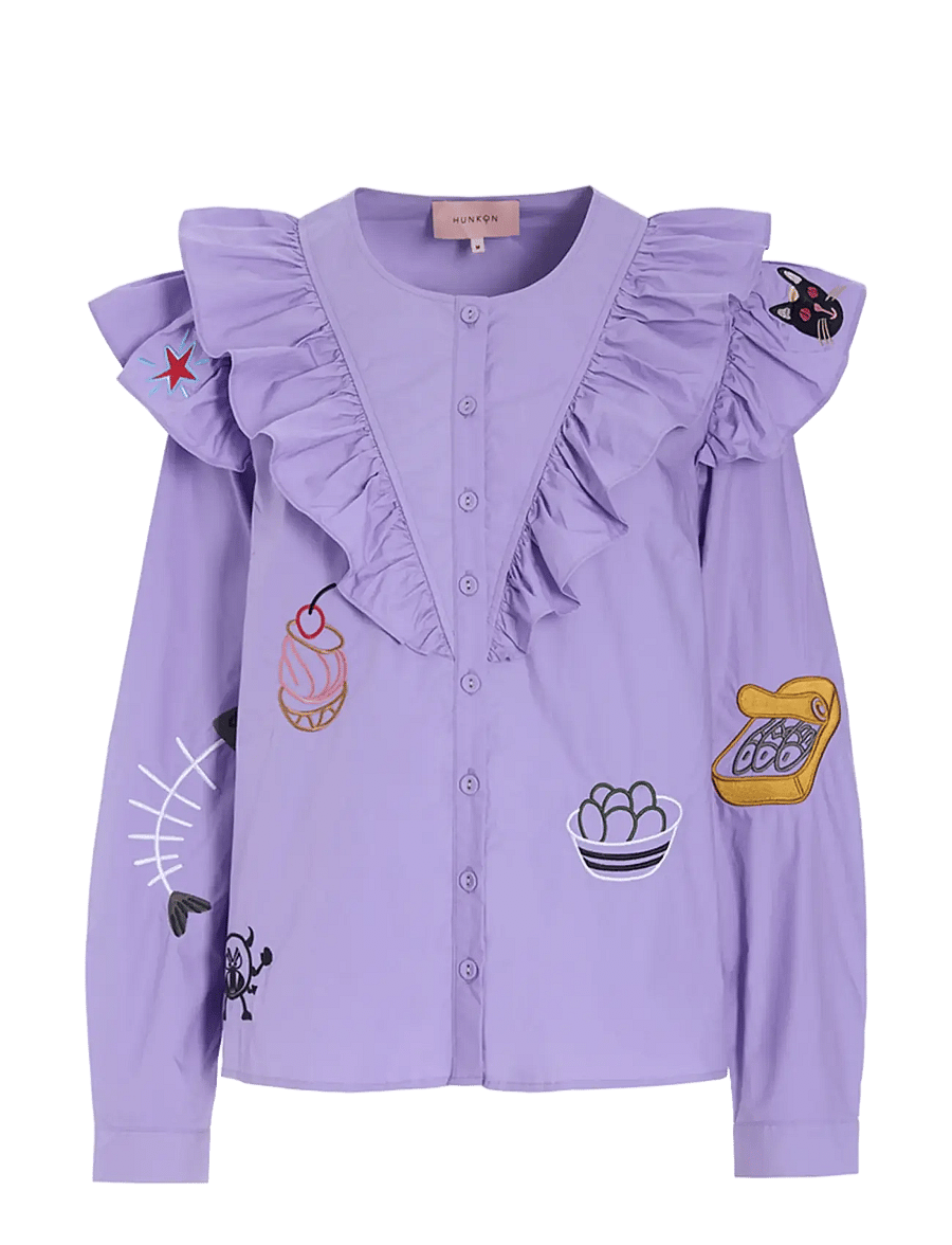 Hunkøn - Nola Ruffle Shirt - langärmlige hemden - lavender - 1