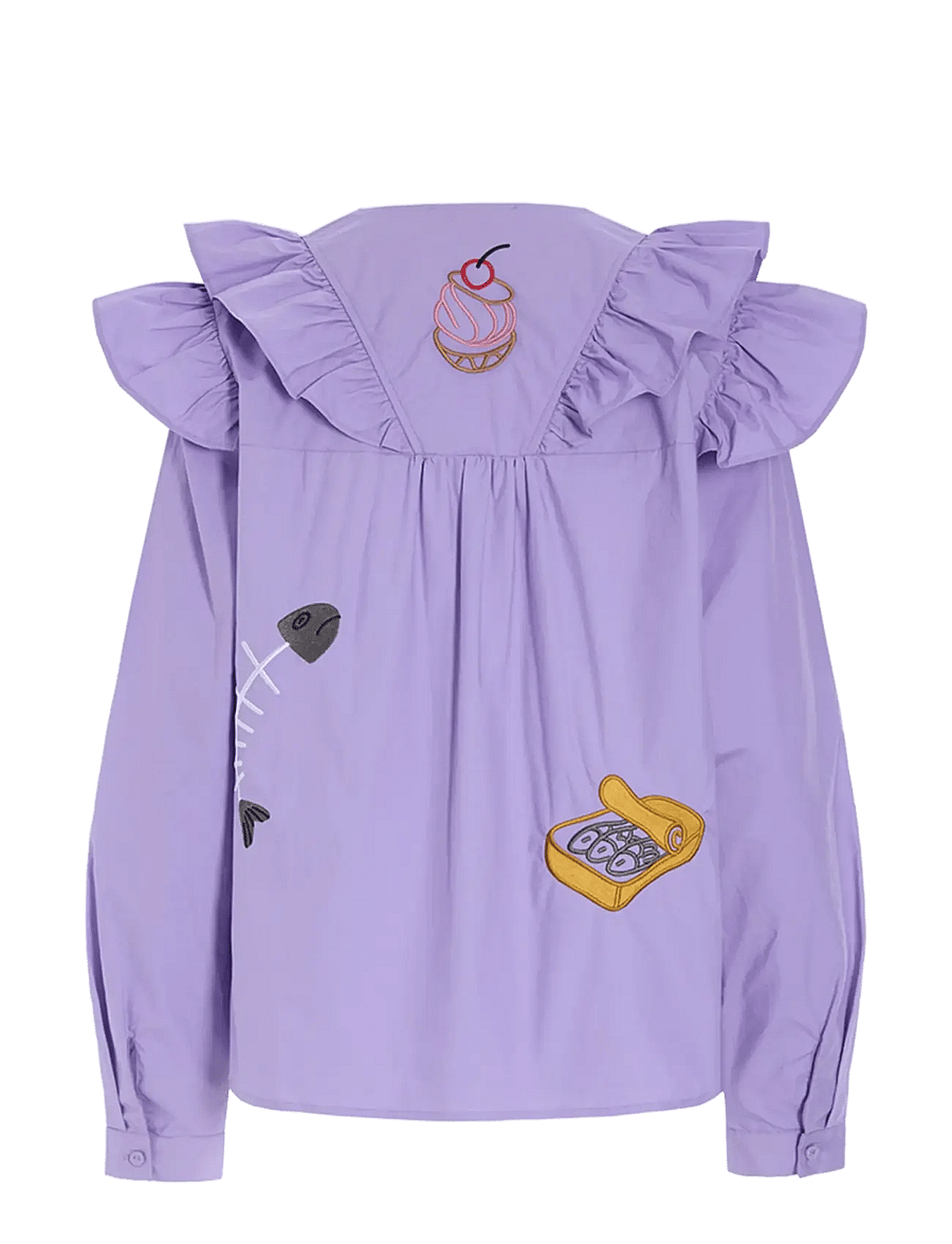 Hunkøn - Nola Ruffle Shirt - langärmlige hemden - lavender - 2