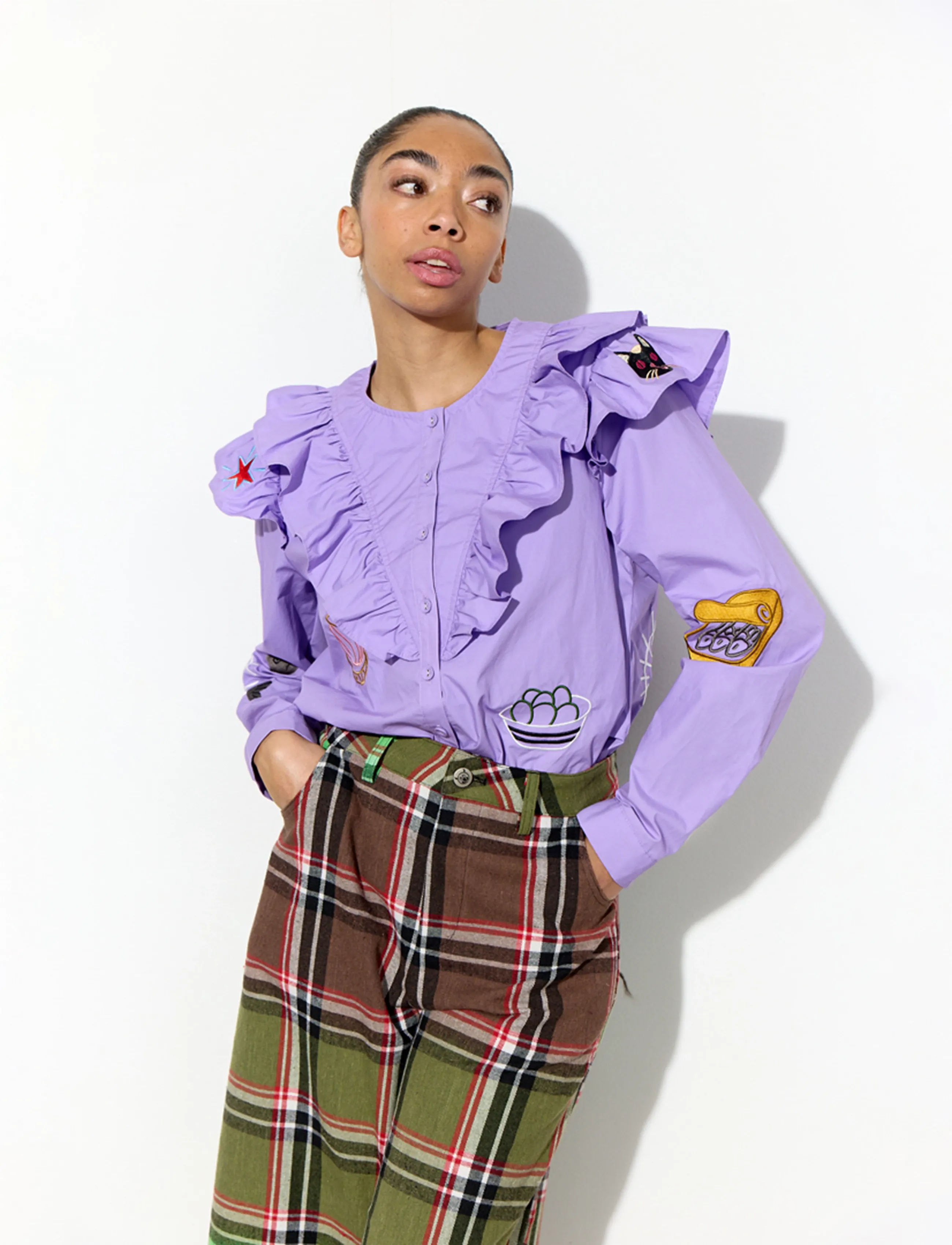 Hunkøn - Nola Ruffle Shirt - langärmlige hemden - lavender - 0