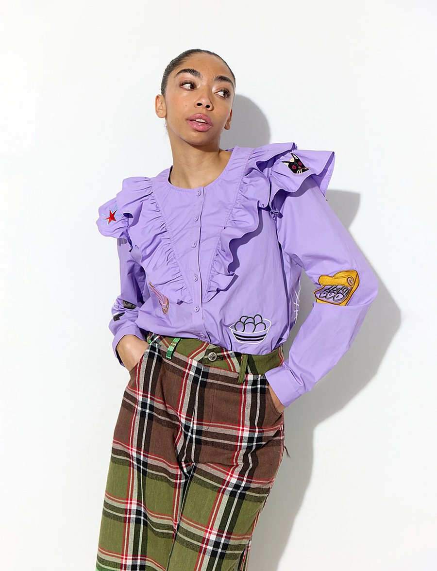 Hunkøn - Nola Ruffle Shirt - langärmlige hemden - lavender - 0