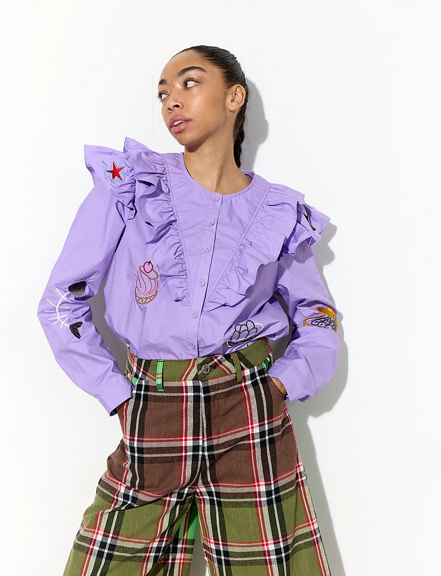 Hunkøn - Nola Ruffle Shirt - langärmlige hemden - lavender - 3