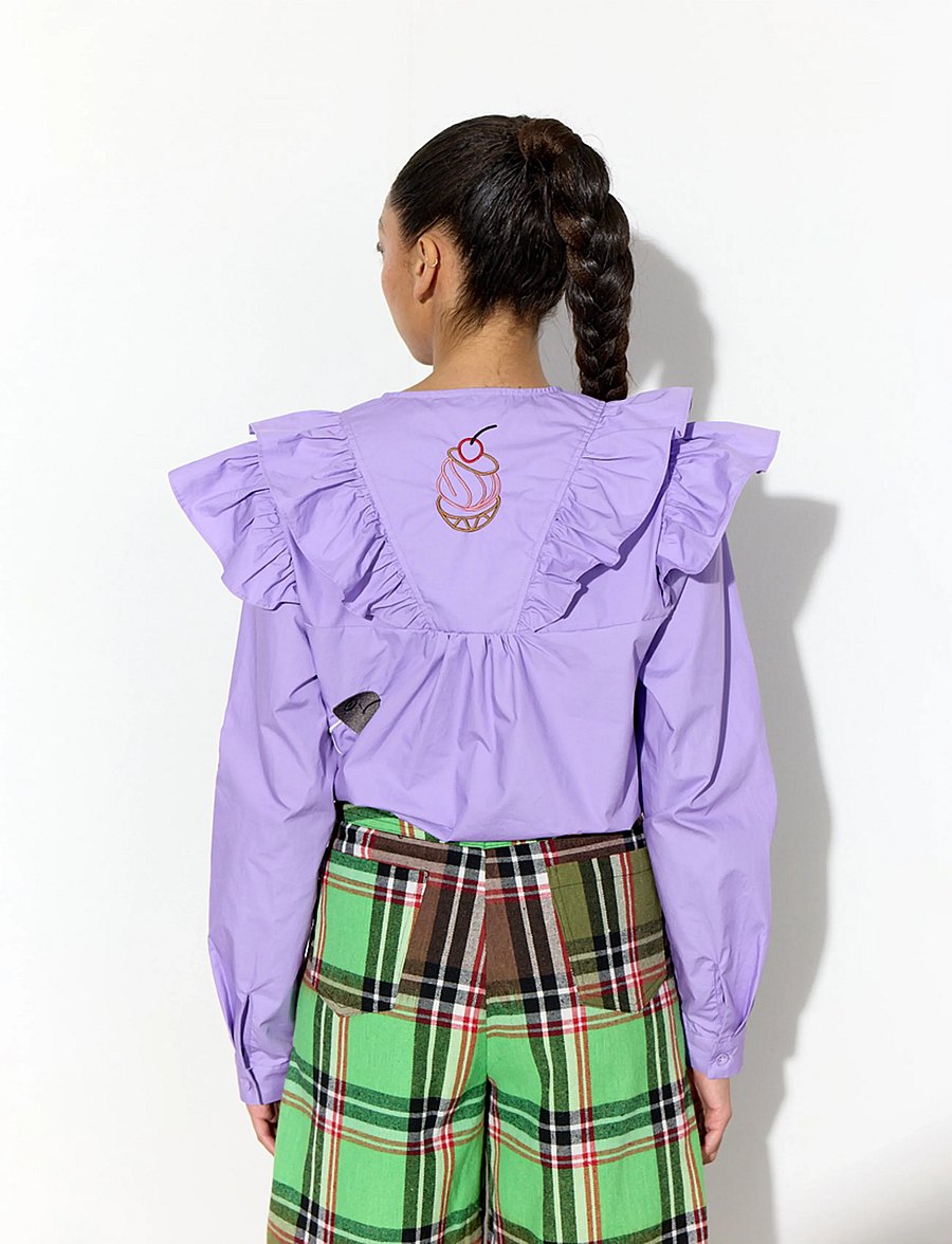 Hunkøn - Nola Ruffle Shirt - langärmlige hemden - lavender - 4