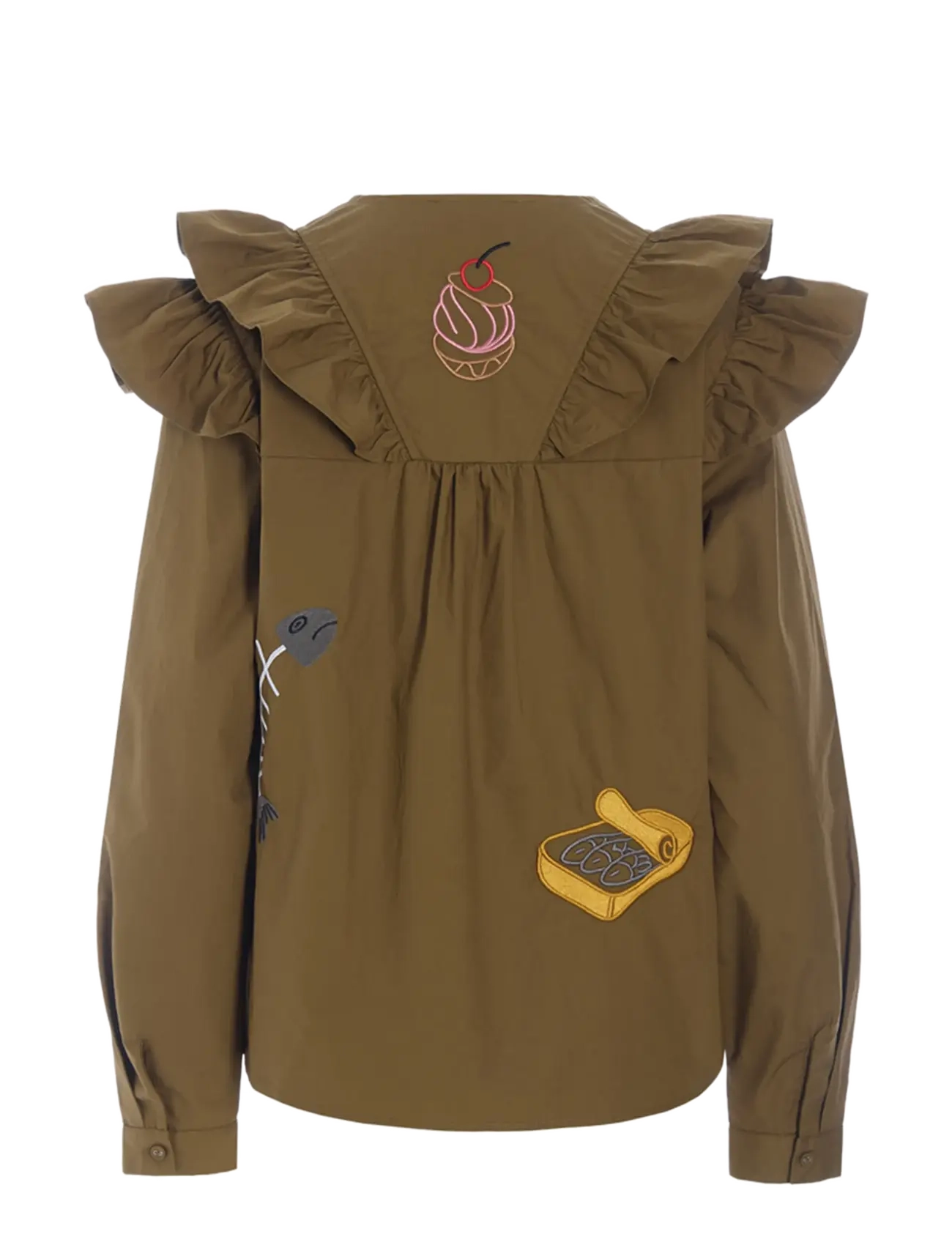 Hunkøn - Nola Ruffle Shirt - olive - 2