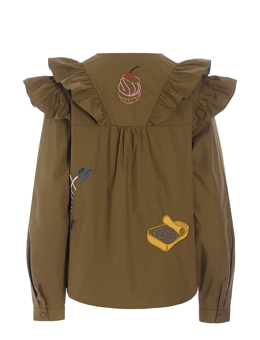 Hunkøn - Nola Ruffle Shirt - langärmlige hemden - olive - 2