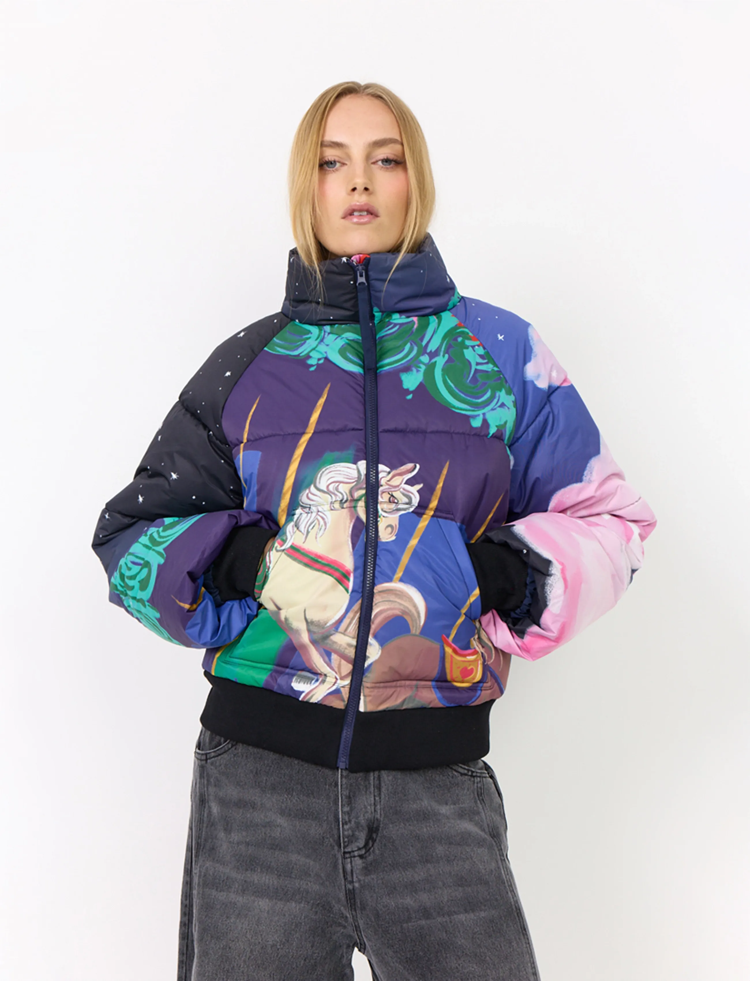Hunkøn Kiwi Short Bomber - Clothing - DREAM FAIRGROUND ART PRINT / multi