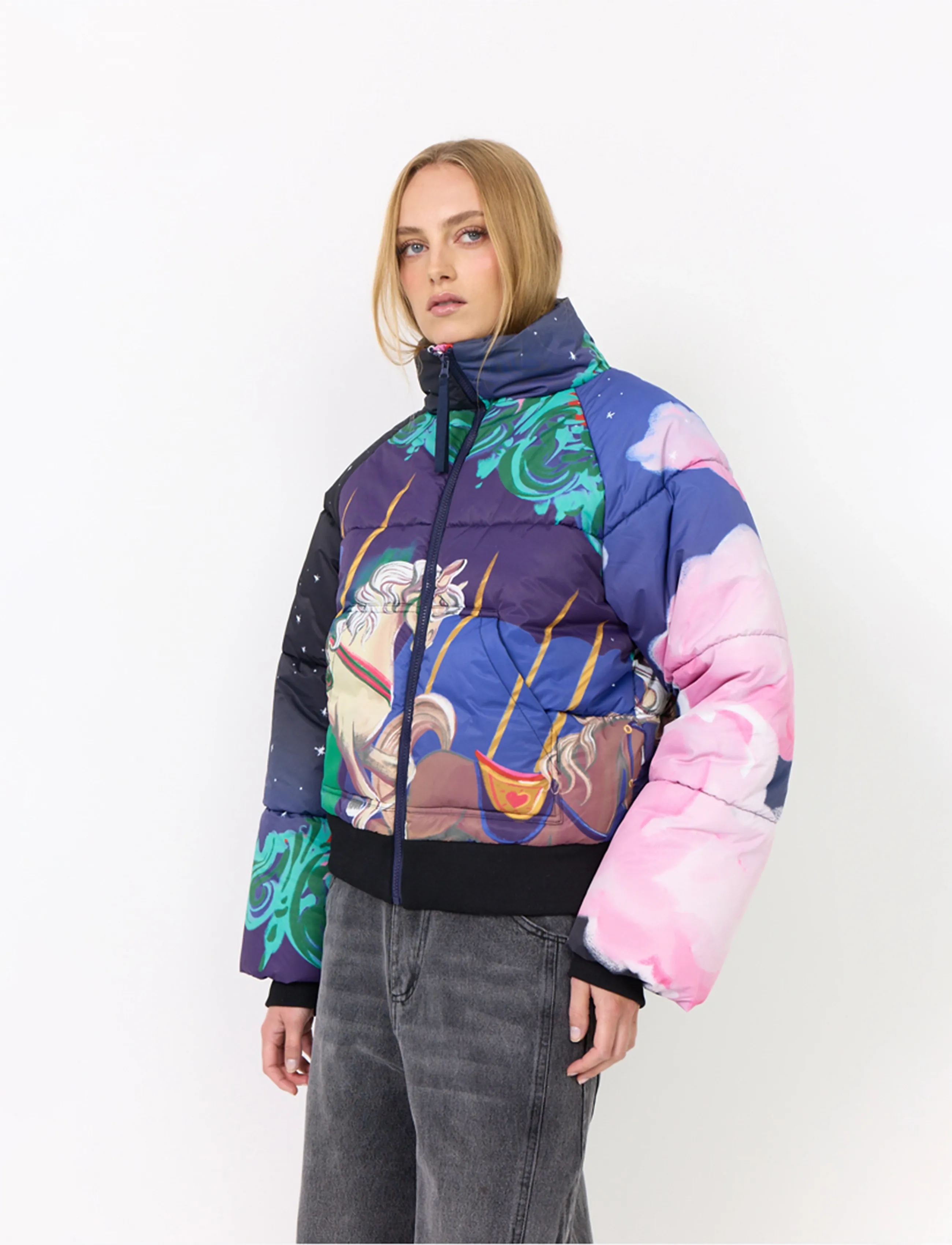 Hunkøn - Kiwi Short Bomber - winter jackets - dream fairground art print - 3