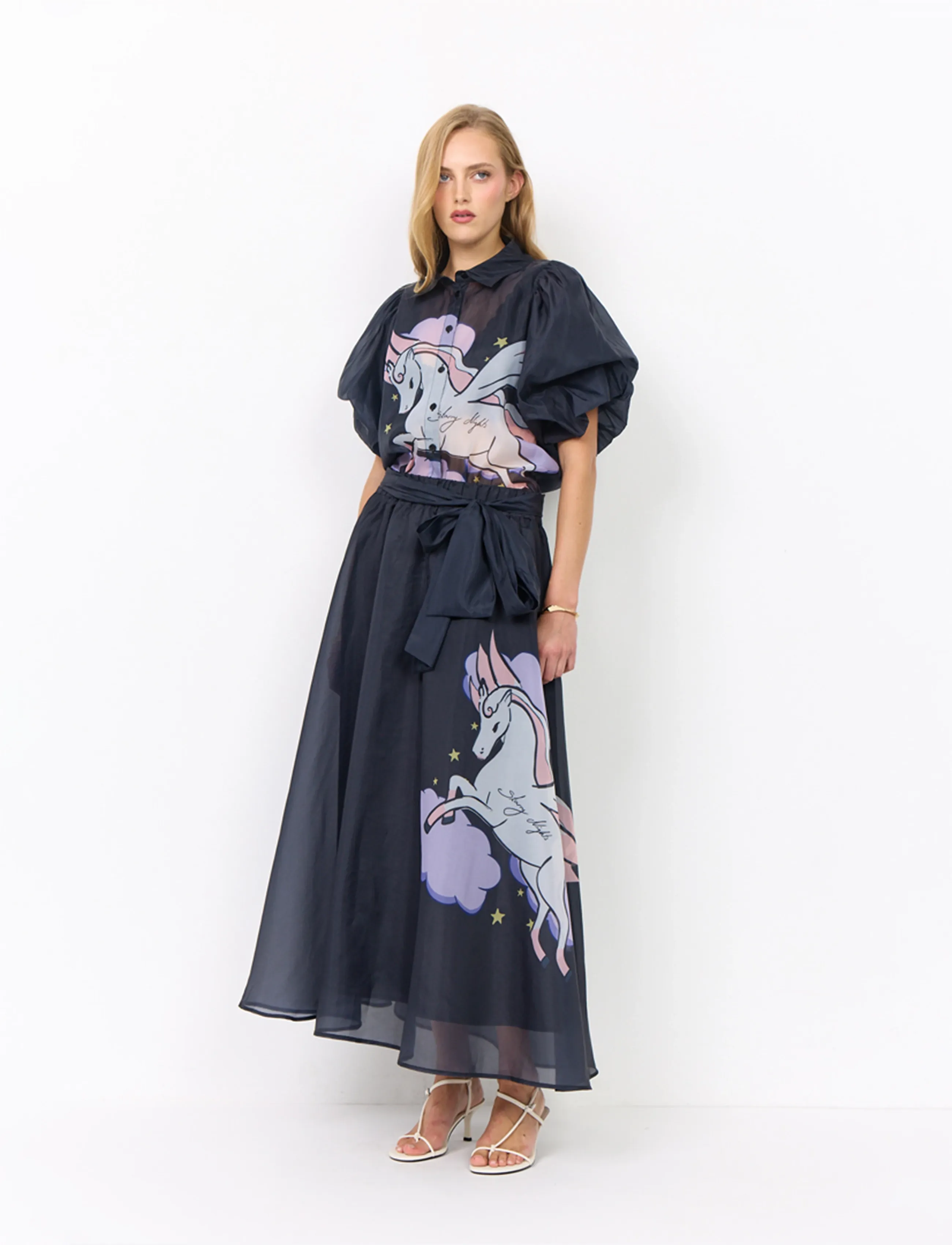 Hunkøn Pallas Long Skirt - Hunkøn - BLACK PONY / navy