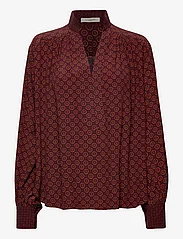 HUNKYDORY - Elena Printed Blouse - long-sleeved blouses - chocolate brown aop - 0