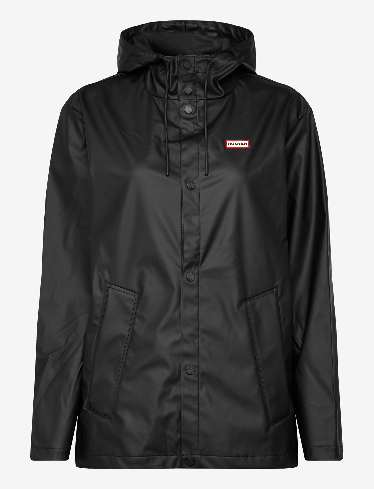 Hunter - IZZY PU HOODED JACKET - regnjakker - black - 0