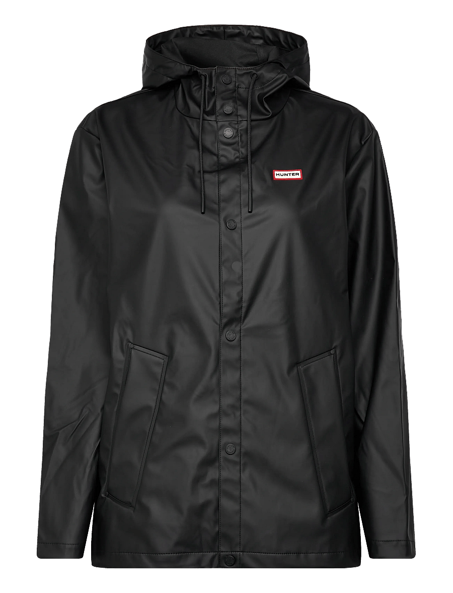 Hunter - IZZY PU HOODED JACKET - lietpalčiai - black - 1