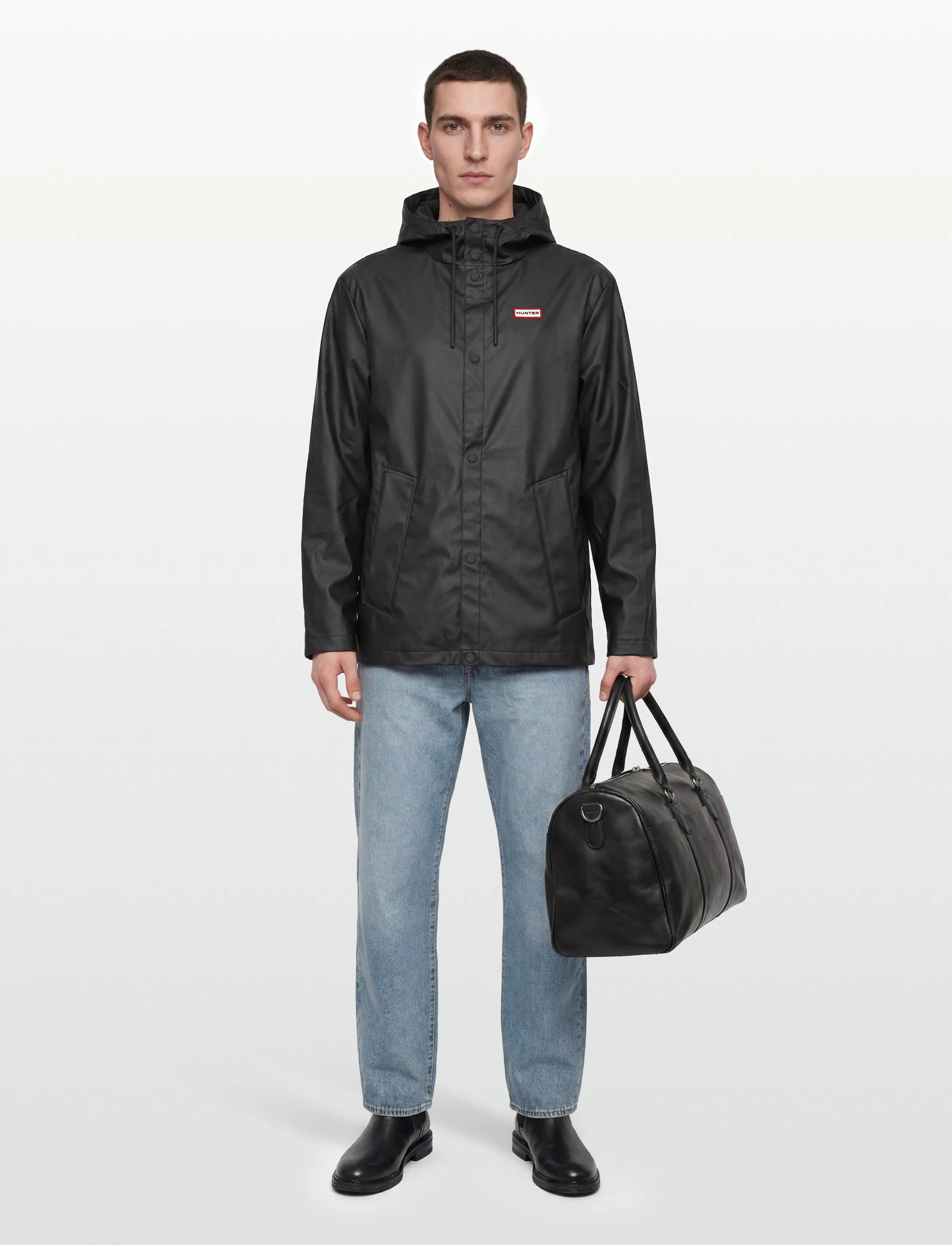 Hunter Izzy Pu Hooded Jacket, S, Rainwear, Schwarz - Rain Coats, Frauen