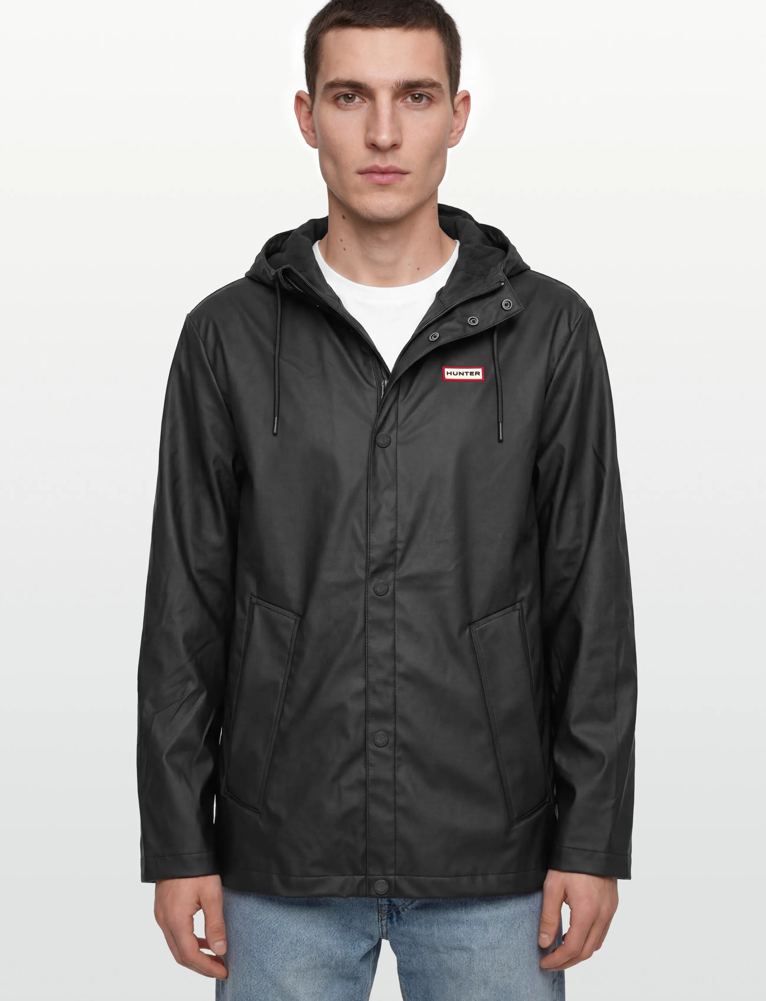 Hunter - IZZY PU HOODED JACKET - lietpalčiai - black - 3