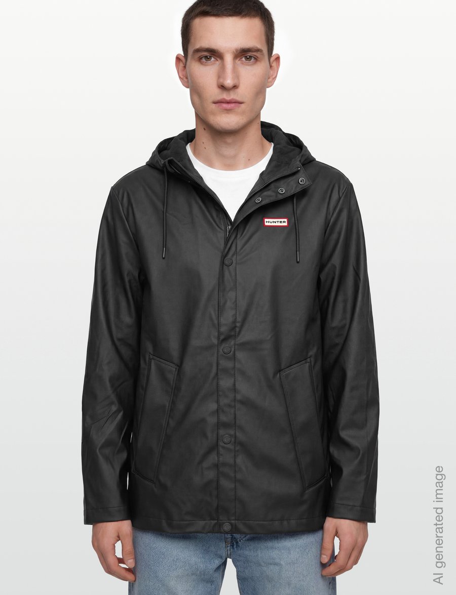 Hunter - IZZY PU HOODED JACKET - regnjakker - black - 3