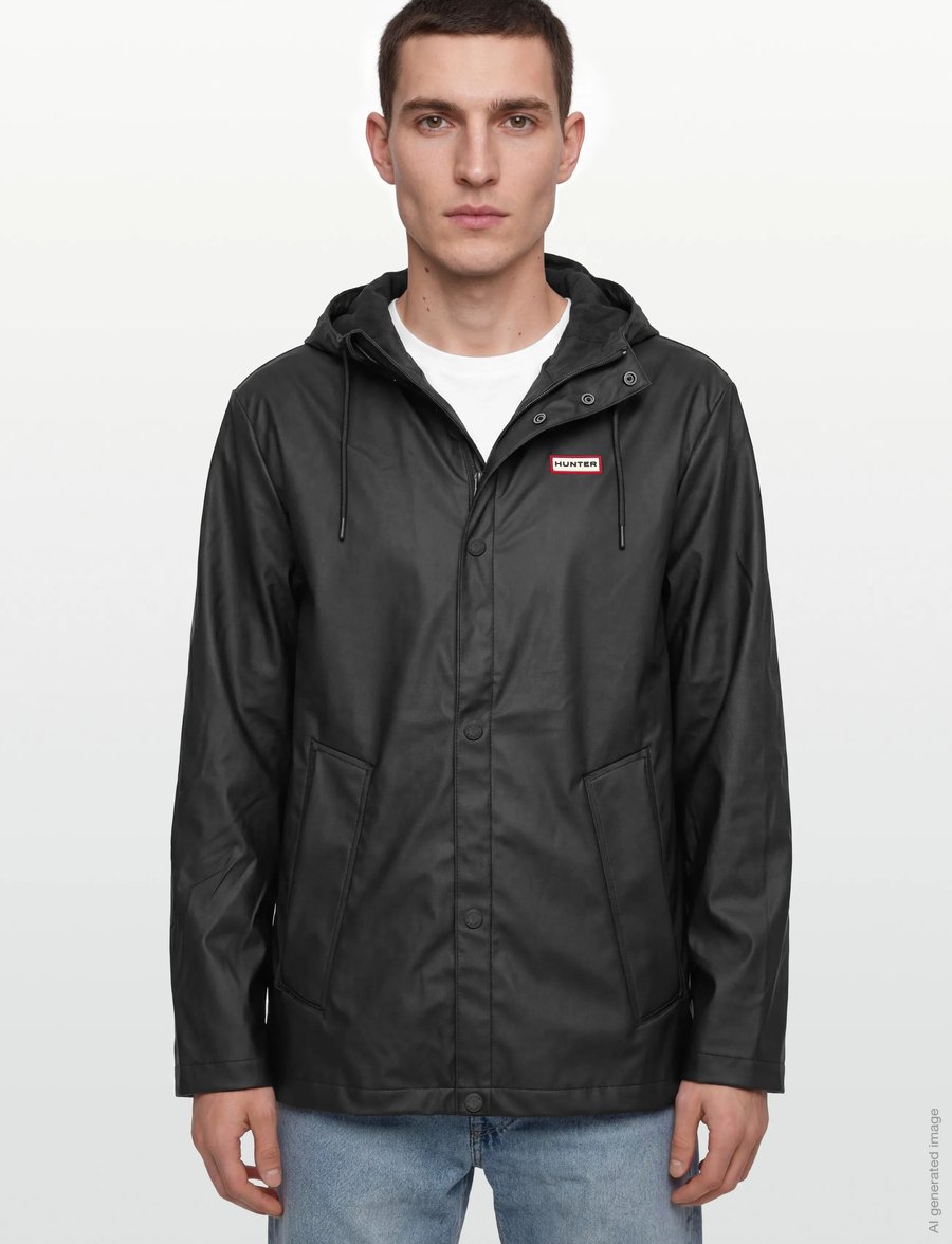 Hunter - IZZY PU HOODED JACKET - lietpalčiai - black - 3