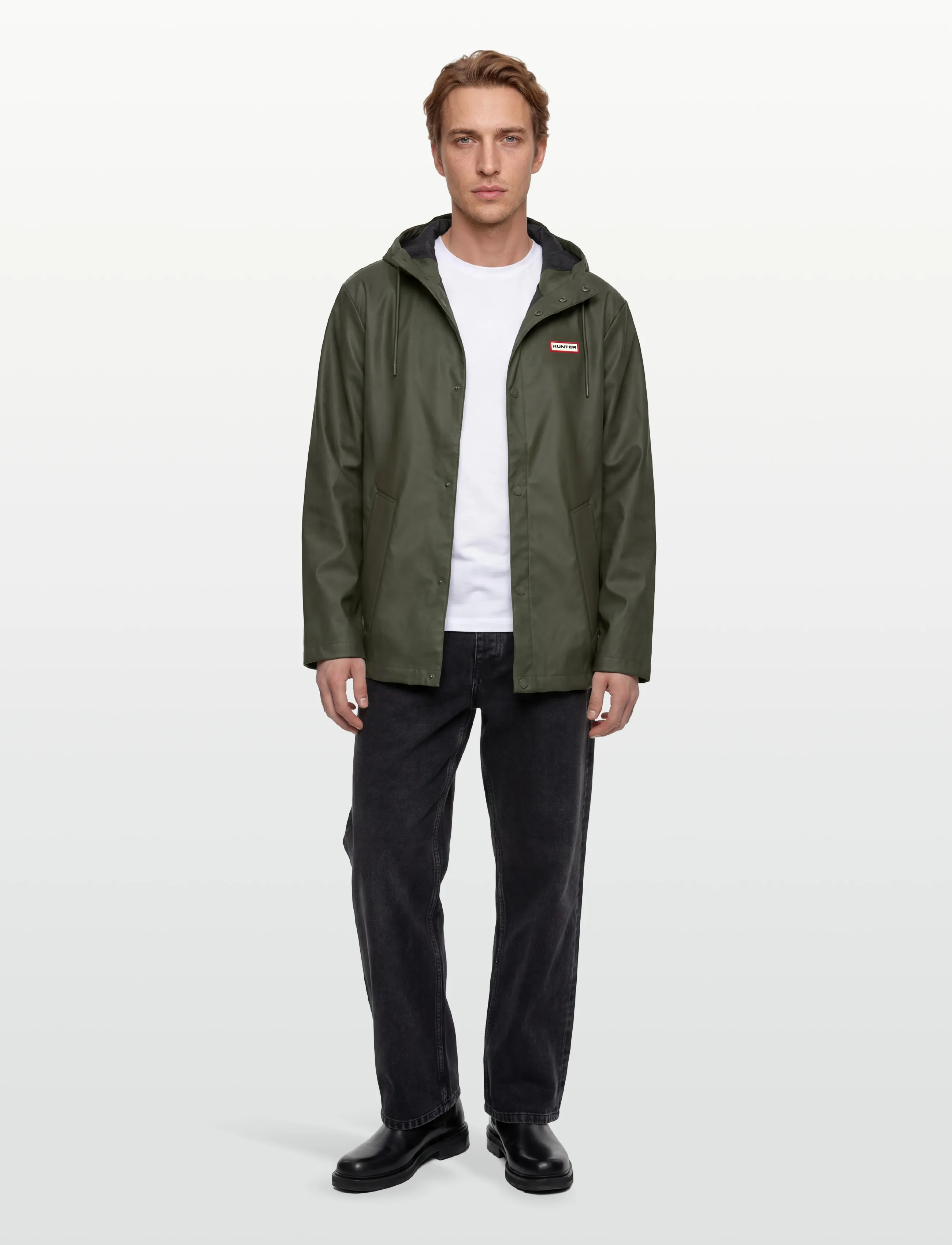 Hunter Izzy Pu Hooded Jacket, S, Rainwear, Khakigrün - Rain Coats, Frauen