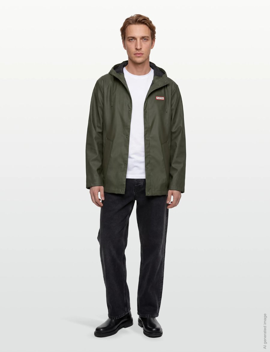 Hunter - IZZY PU HOODED JACKET - regenmäntel - kambaba - 0